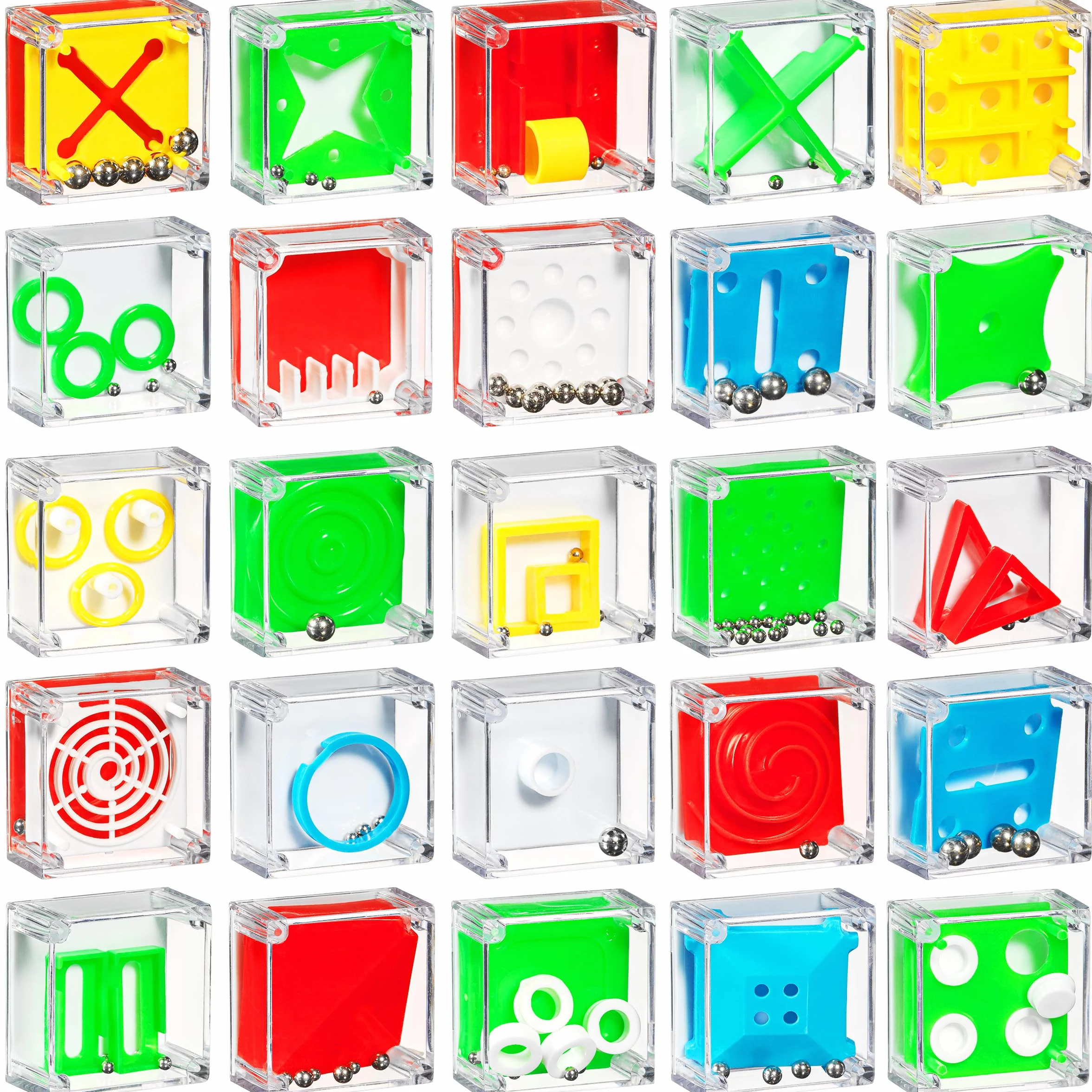 Zestaw puzzli Bedwina Mini Cube – 24 gry Balance IQ 3D 3,81 cm z kulką, mini łamigłówki dla dzieci, nastolatków i dorosłych, opakowanie zbiorcze