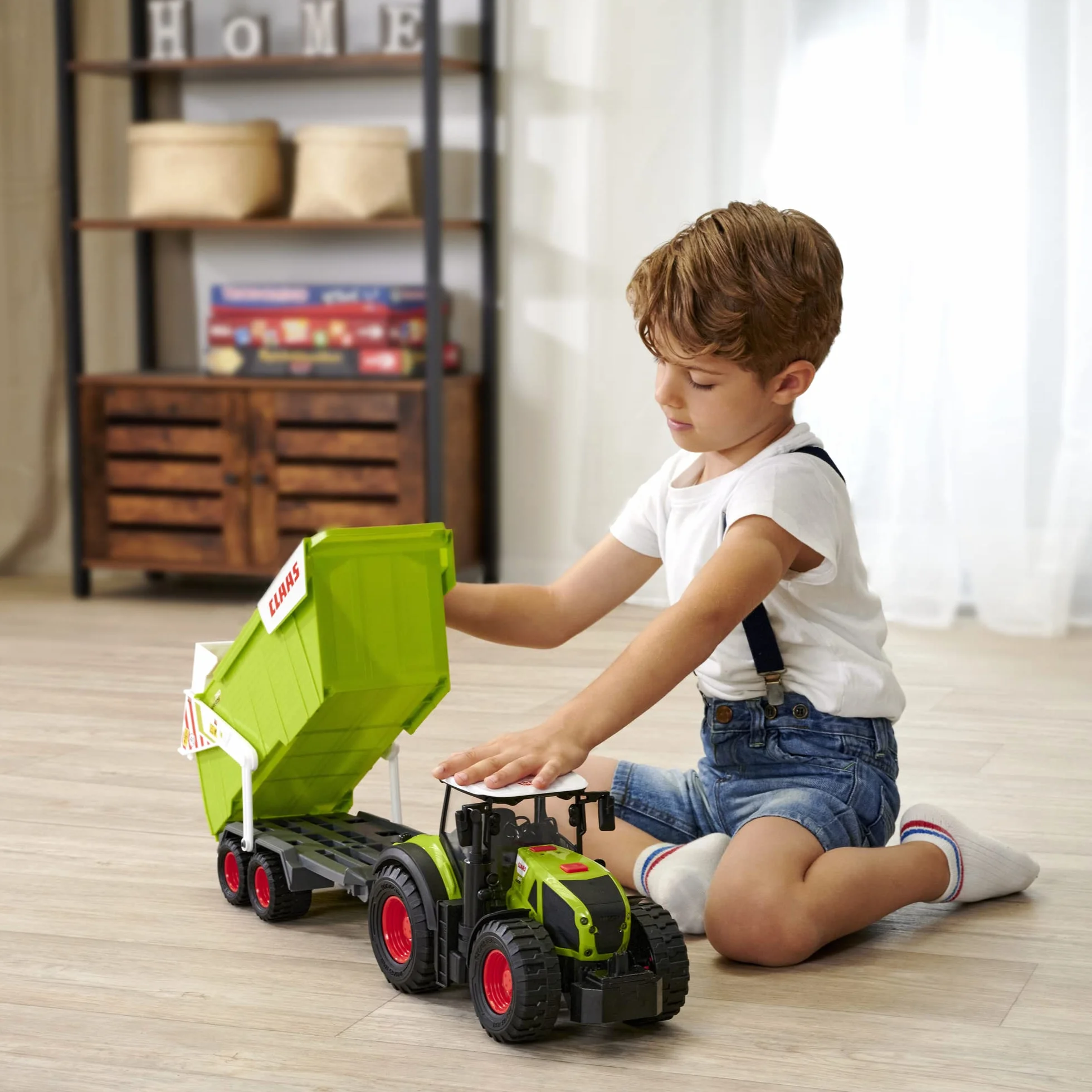 Dickie Toys CLAAS Licencjonowany Traktor z przyczepą 64 cm, światło i dźwięk, pojazd rolniczy dla dzieci od 3 lat
