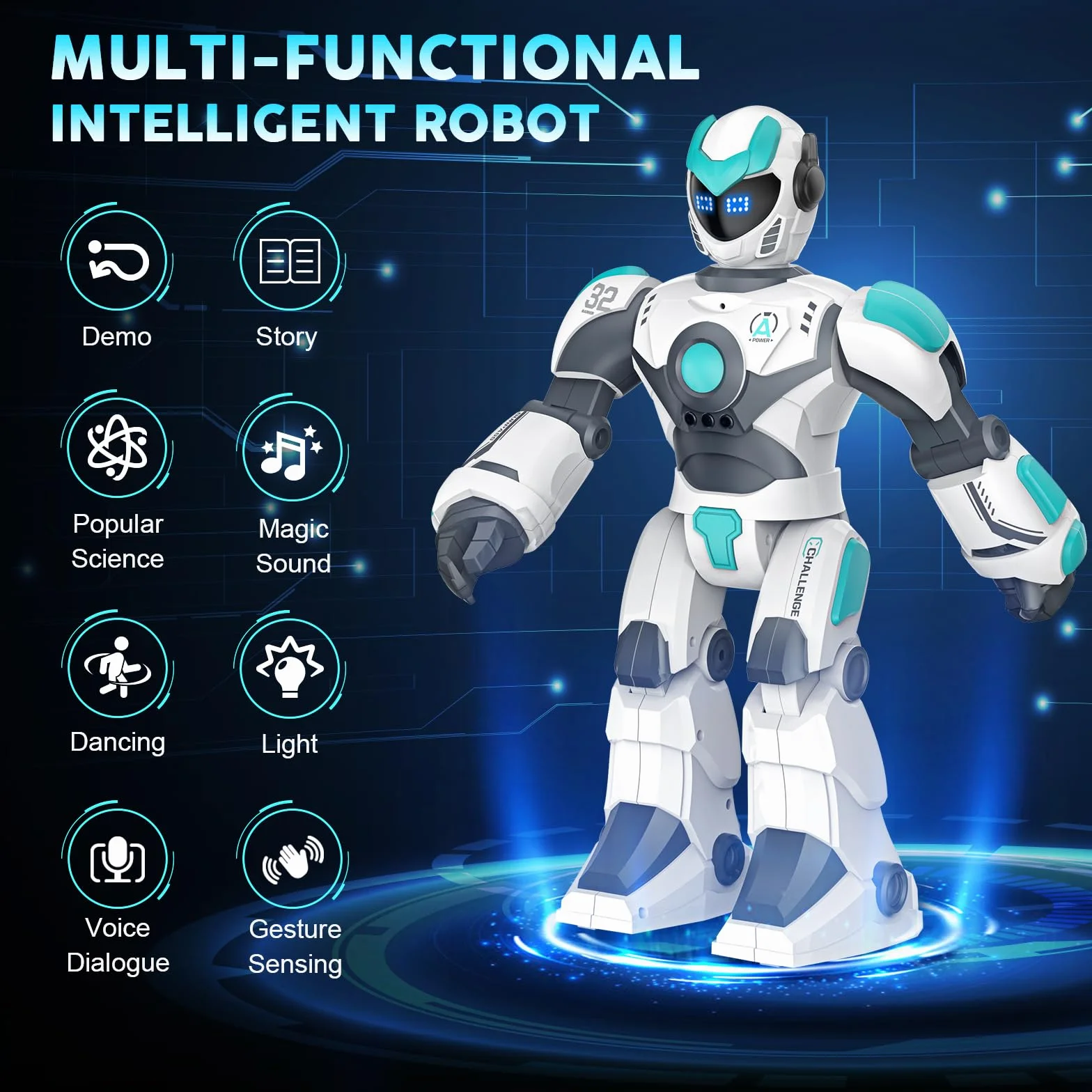 VATOS Robot zabawka dla dzieci, 40 cm, zdalnie sterowana, programowalna, sterowana za pomocą gestów i głosu, interaktywny inteligentny taniec, śpiew, prezent dla dzieci od 3 lat