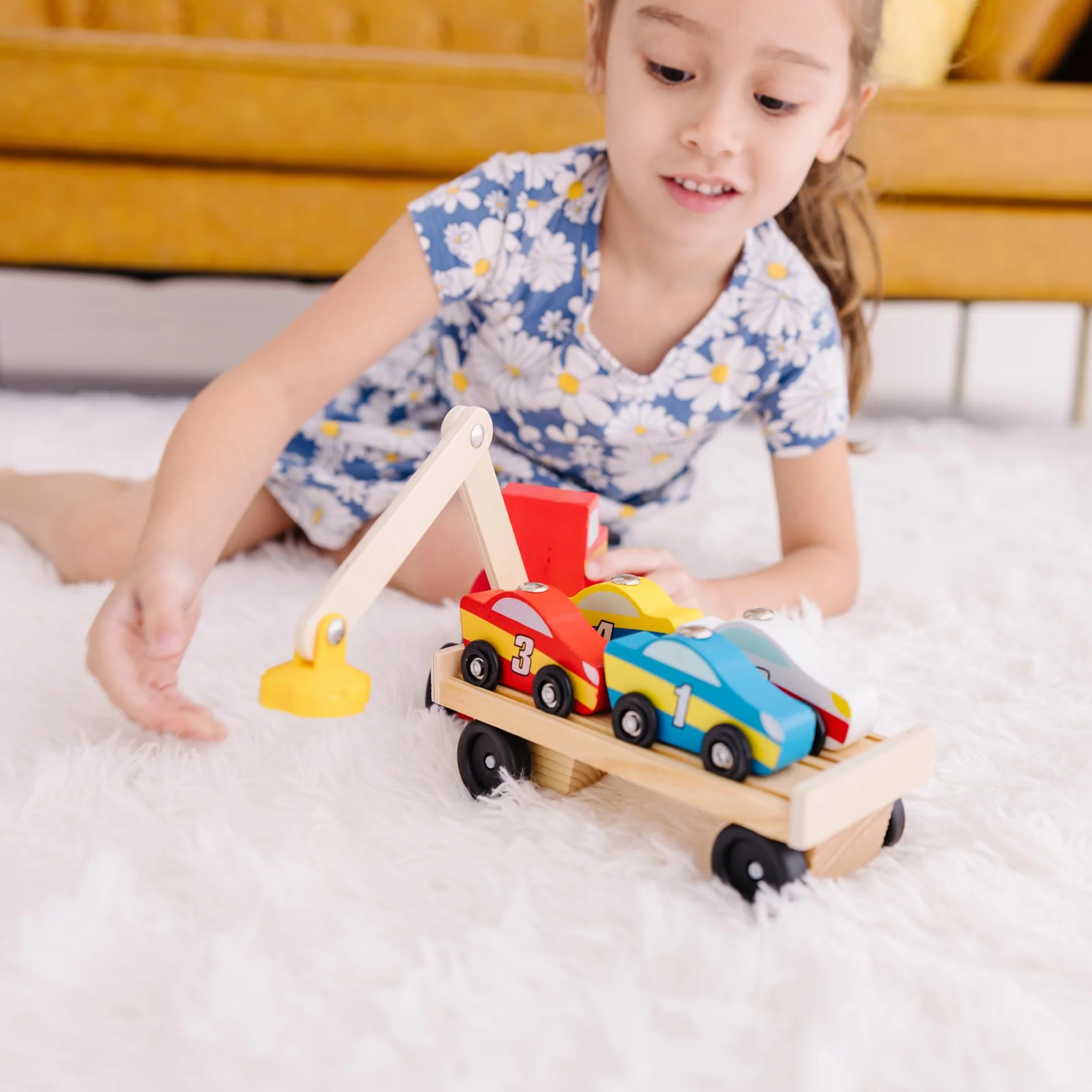 Melissa & Doug – laweta z magnetycznym podnośnikiem| drewniane zabawki i pojazdy | ciężarówki i pojazdy | 3+ |