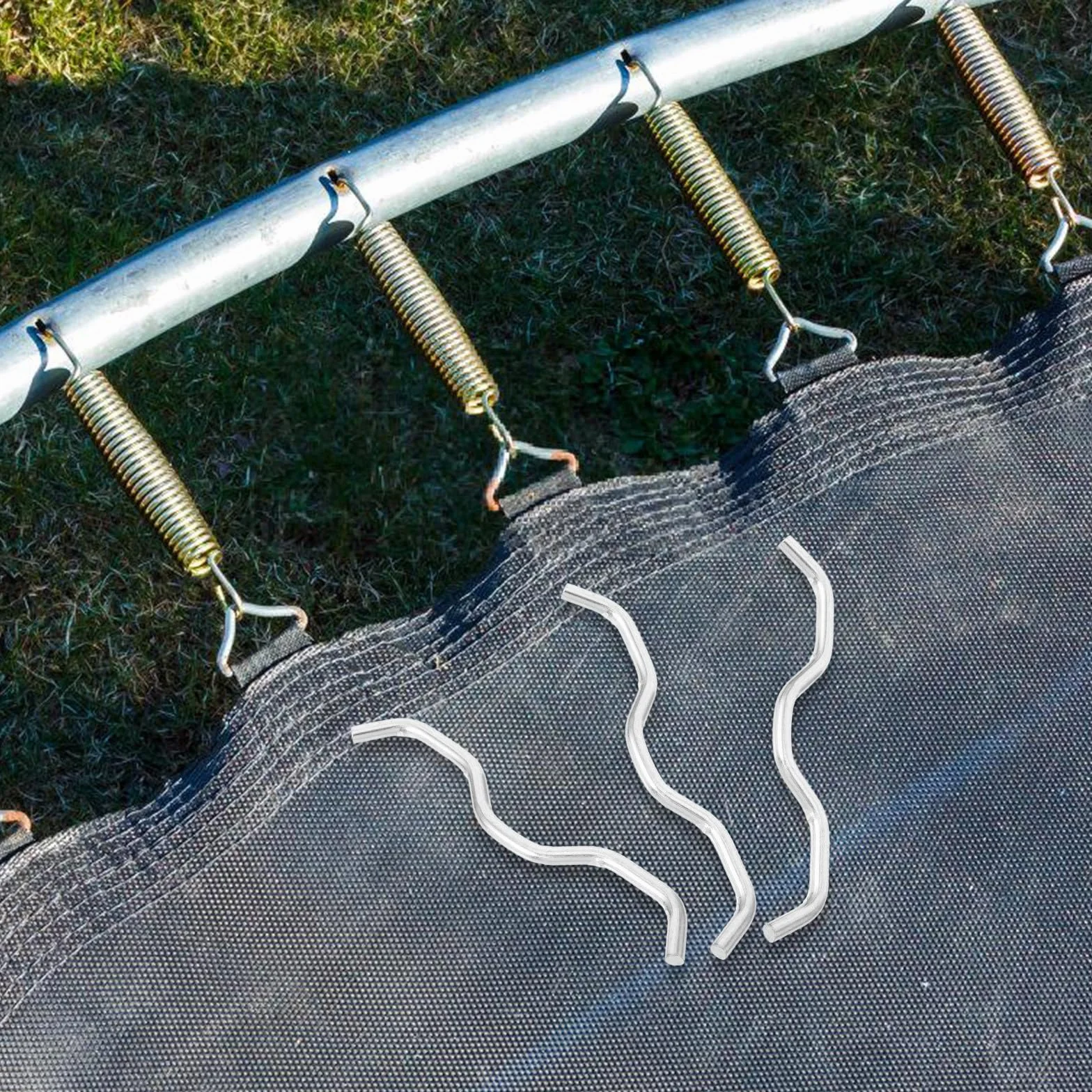 UPKOCH 12 szt. wytrzymałych do trampolin w kształcie litery W, wymienne haki sprężynowe, części stalowe do naprawy ram trampolin
