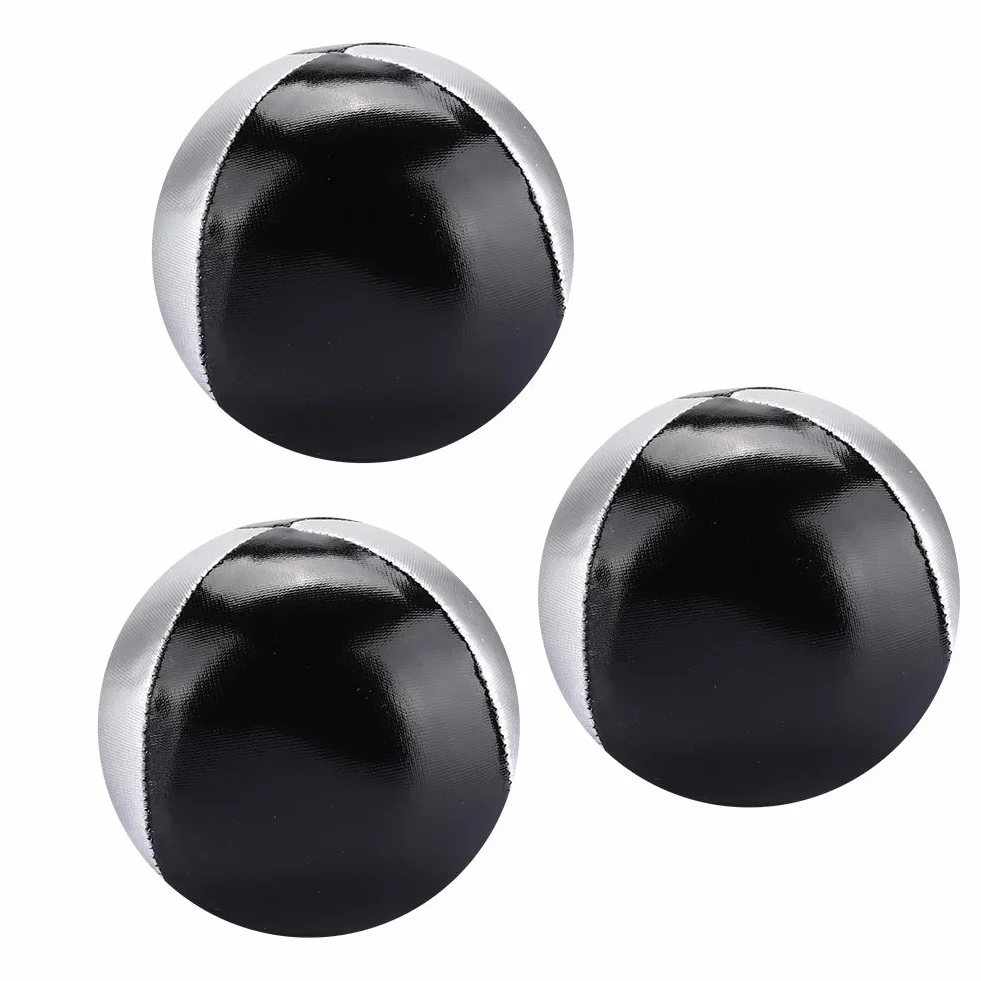 RiToEasysports Thud Juggling Ball srebrne czarne skóra PU miękkie łatwe żonglowanie kulki dla dzieci i dorosłych opakowanie 3 szt.