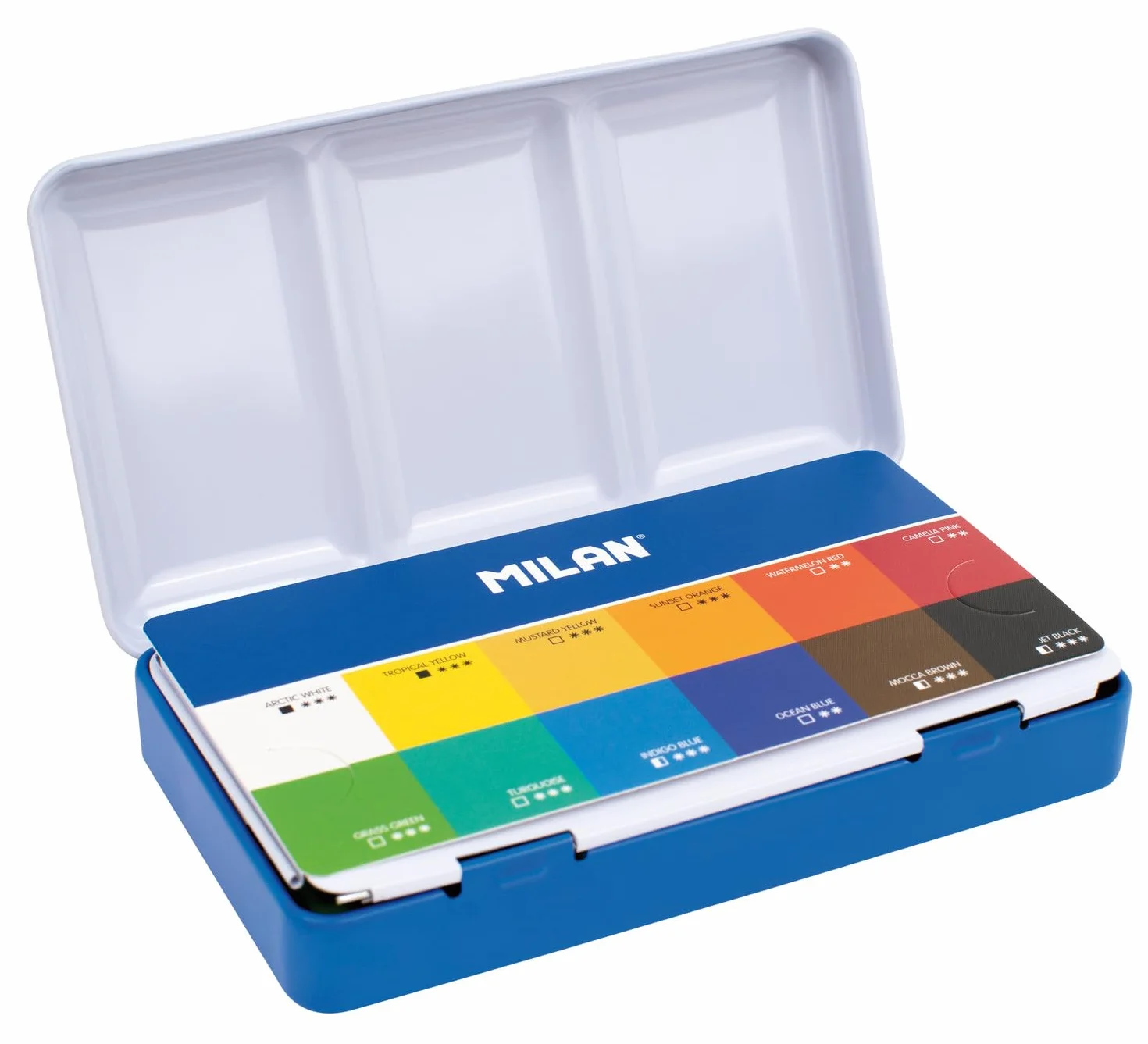 MILAN® Metalowe etui 12 akwarele pół godet