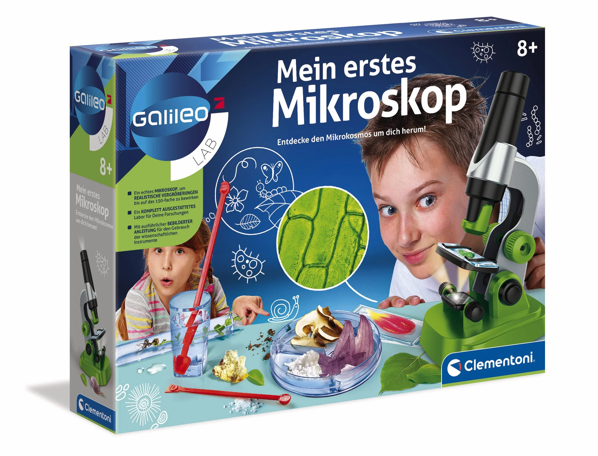 Clementoni Galileo Lab Mikroskop Zabawkowy, Wielokolorowy, od 8 lat