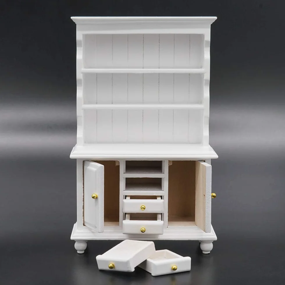 Odoria Skala 1/12 domek dla lalek miniaturowa kuchnia komoda domek dla lalek akcesoria meblowe, biały