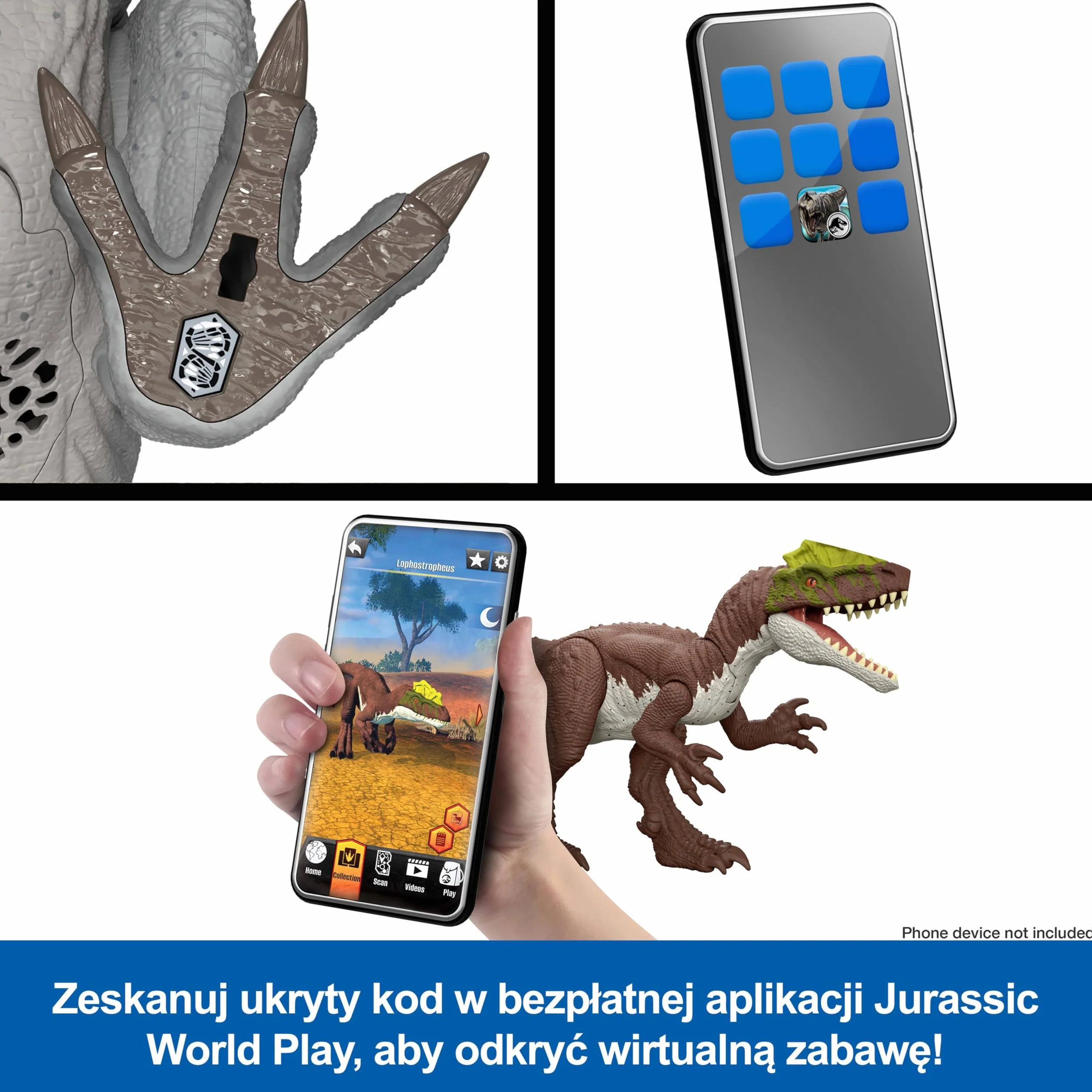 Mattel Jurassic World: Odrodzenie Mozazaur Atak paszczą Bite ‘n Blast Zestaw figurka Mozazaur z otwieraną szczęką oraz minifigurka Dilofozaur, zabawka dinozaur dla dzieci, zabawa wirtualna, JJP80