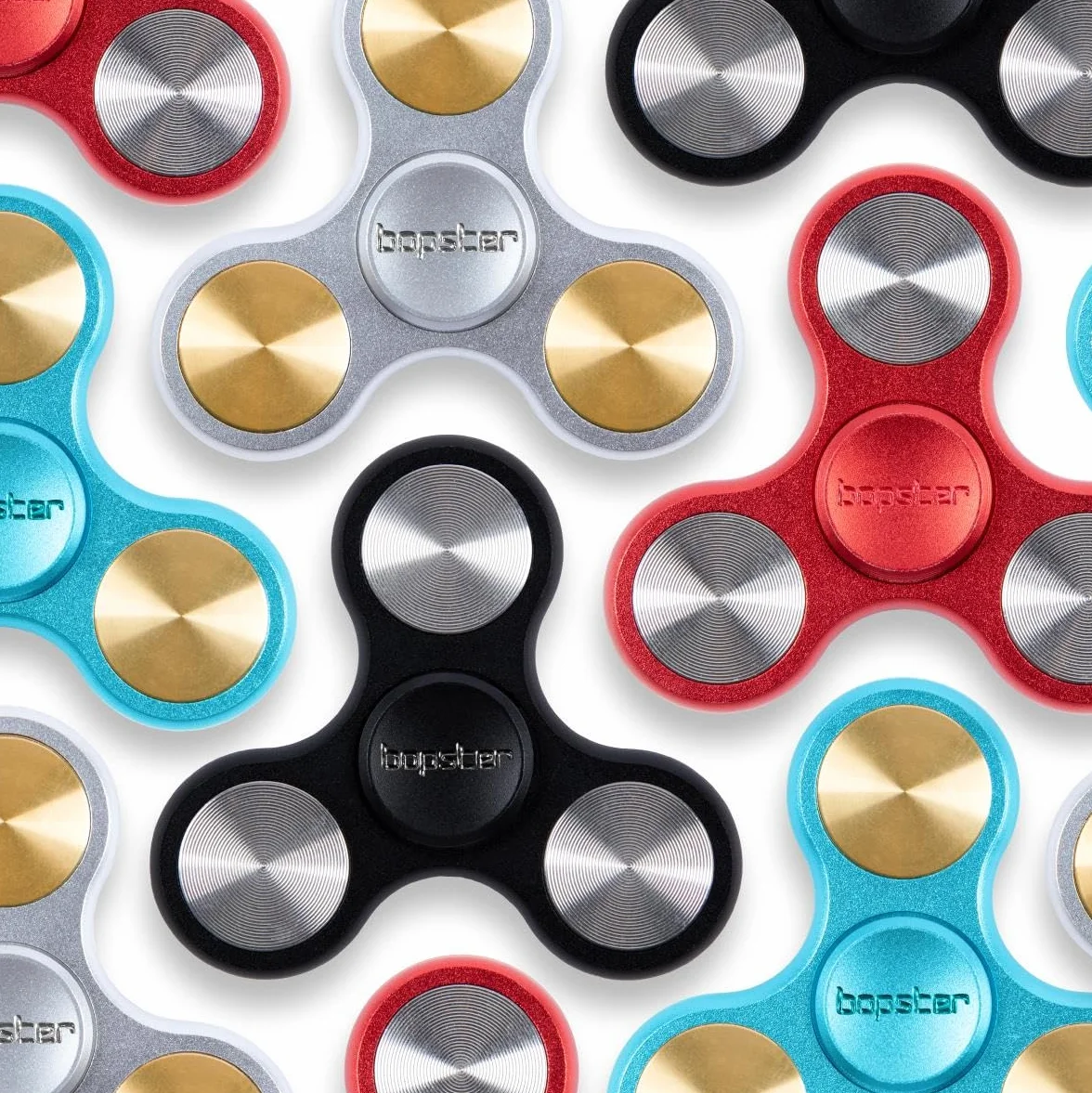 bopster Metalowy spinner, ręczny spinner, Tri-Fidget, dla dzieci i dorosłych, czas wirowania 4+ minut, 73 g, gładka zabawka biurkowa do radzenia sobie ze stresem, koncentracji, kolor czarny