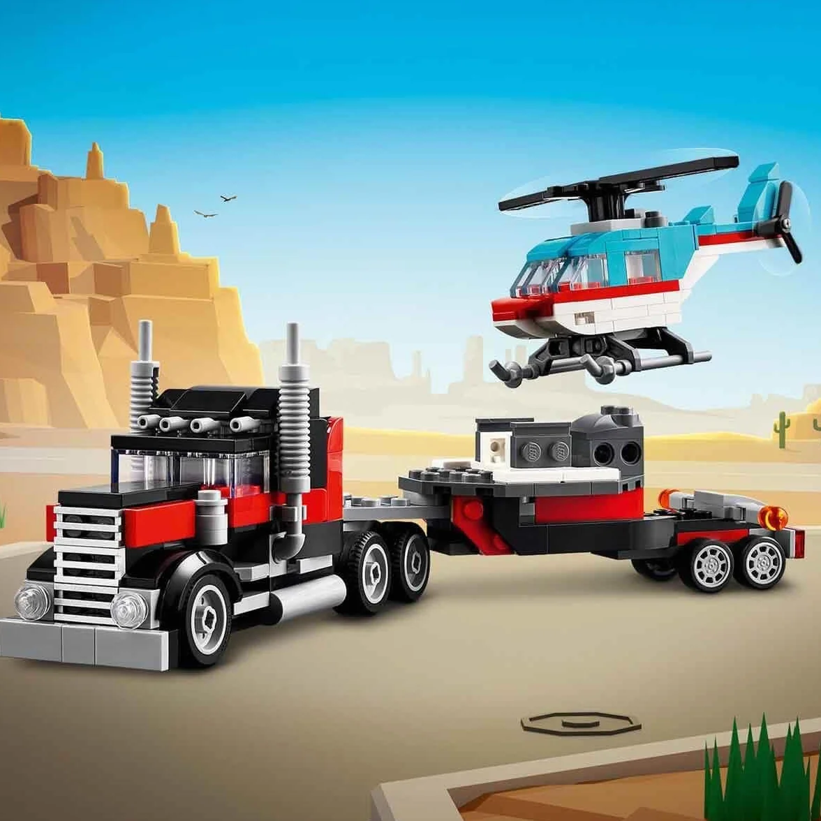 LEGO Creator 3w1 Ciężarówka z platformą i helikopterem 31146
