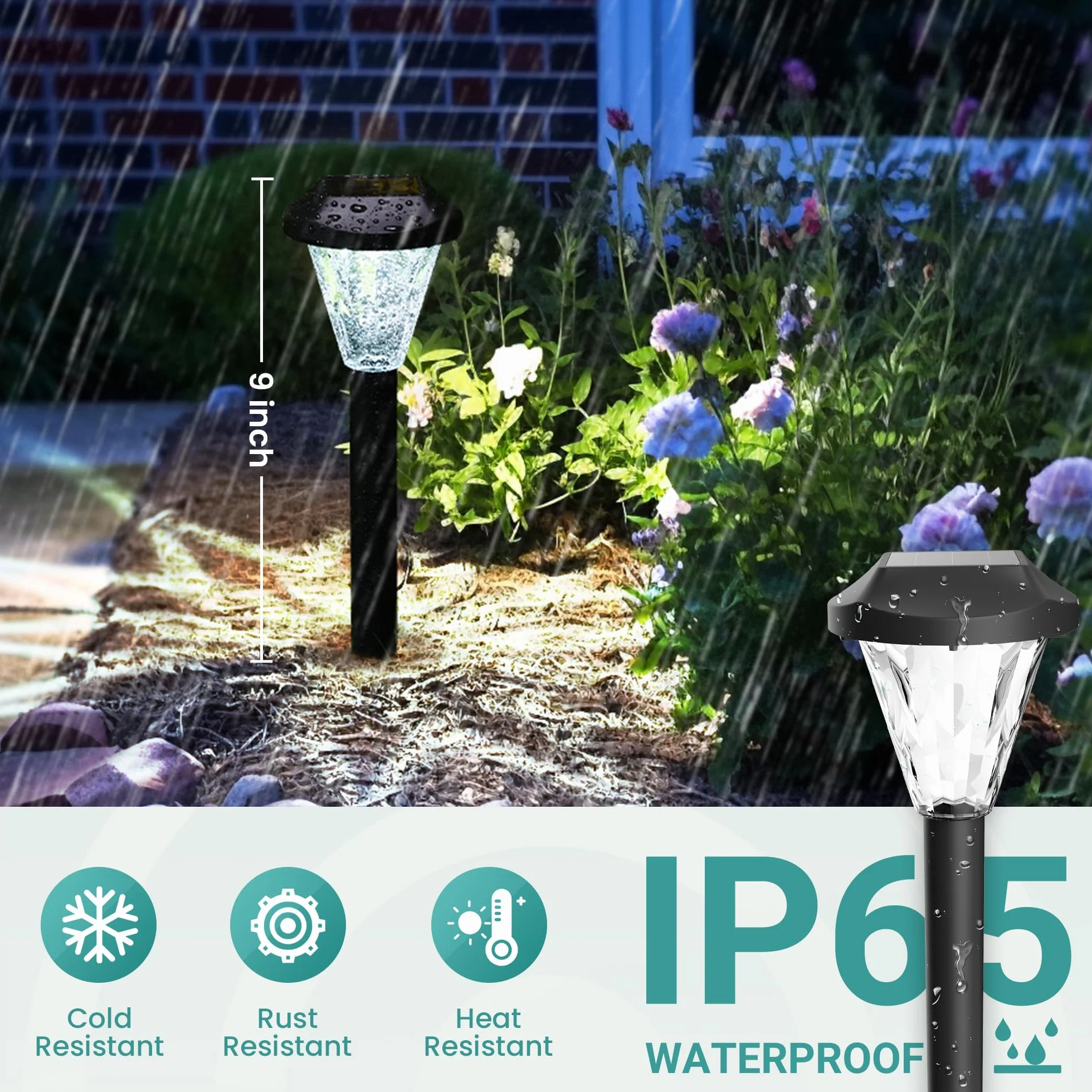 GIGALUMI 10 sztuk lamp solarnych na zewnątrz, wodoodporne, nowe ulepszone lampy solarne na zewnątrz, solarne lampy ogrodowe, solarne lampy zewnętrzne na patio, trawnik, podwórko i krajobraz