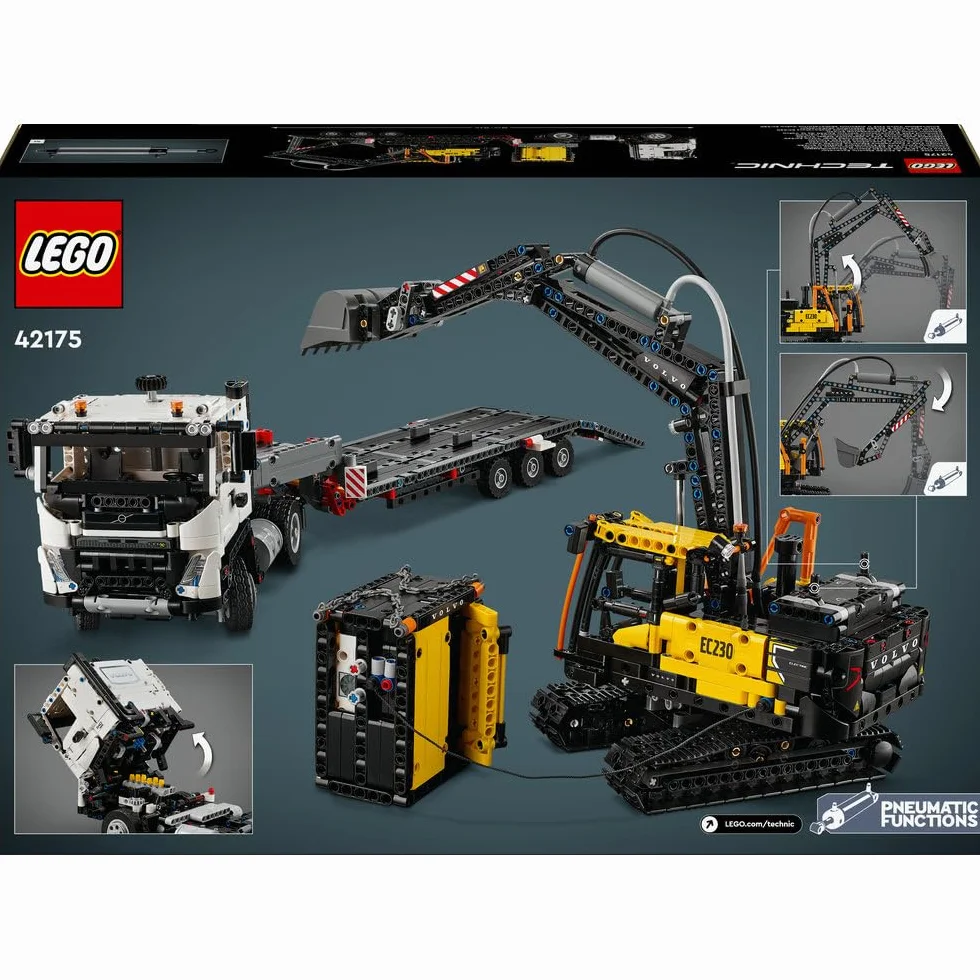 LEGO Technic Ciężarówka Volvo FMX i koparka EC230 Electric, Zabawka dla Dziecka do Zbudowania, Maszyny Budowalne dla Fana Inżynierii, Pomysł na Prezent dla 10-latka, dla Chłopca i Dziewczynki, 42175