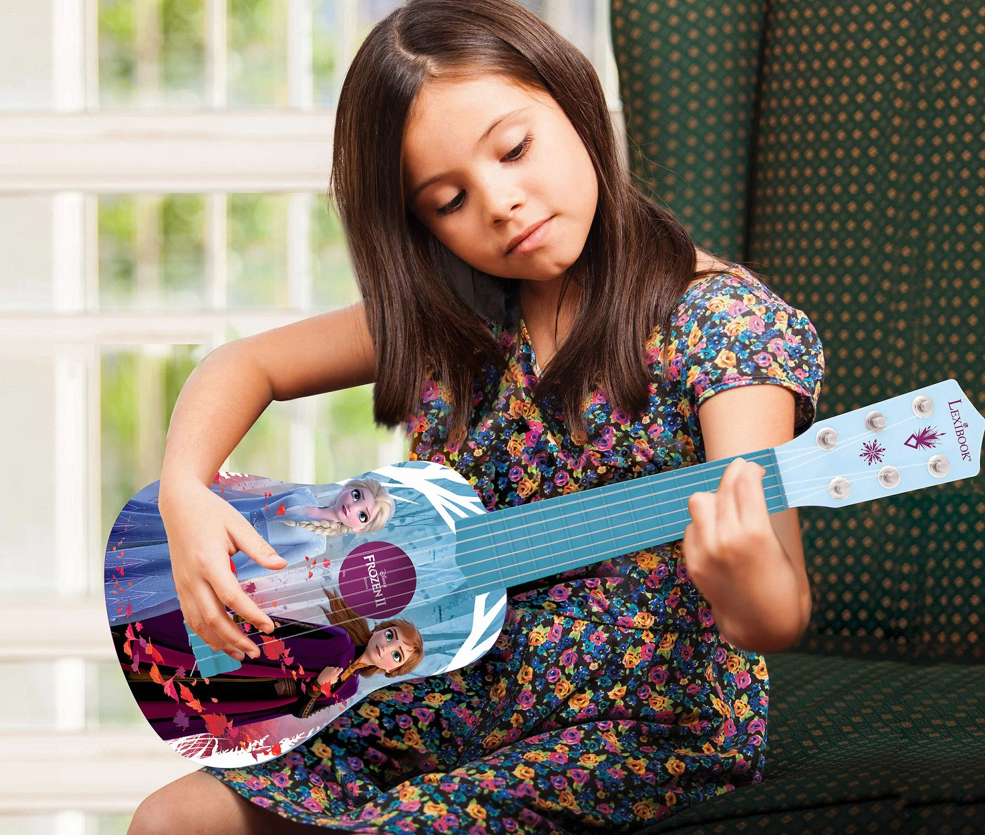 Lexibook Disney K200FZ Kraina Lodu Elsa My First Guitar dla Dzieci, 6 Strun Nylonowych, Długość 53 cm, Przewodnik w Zestawie, Niebieski, Fioletowy, K200FZ