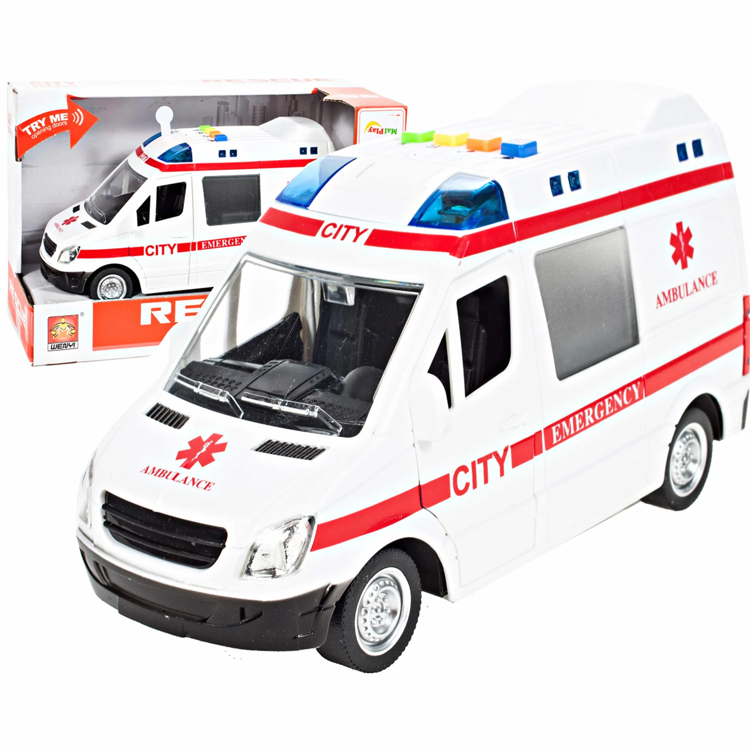 MalPlay 5901924207979 Ambulans Z Dźwiękiem 1:16 , Karetka ,wielokolorowy