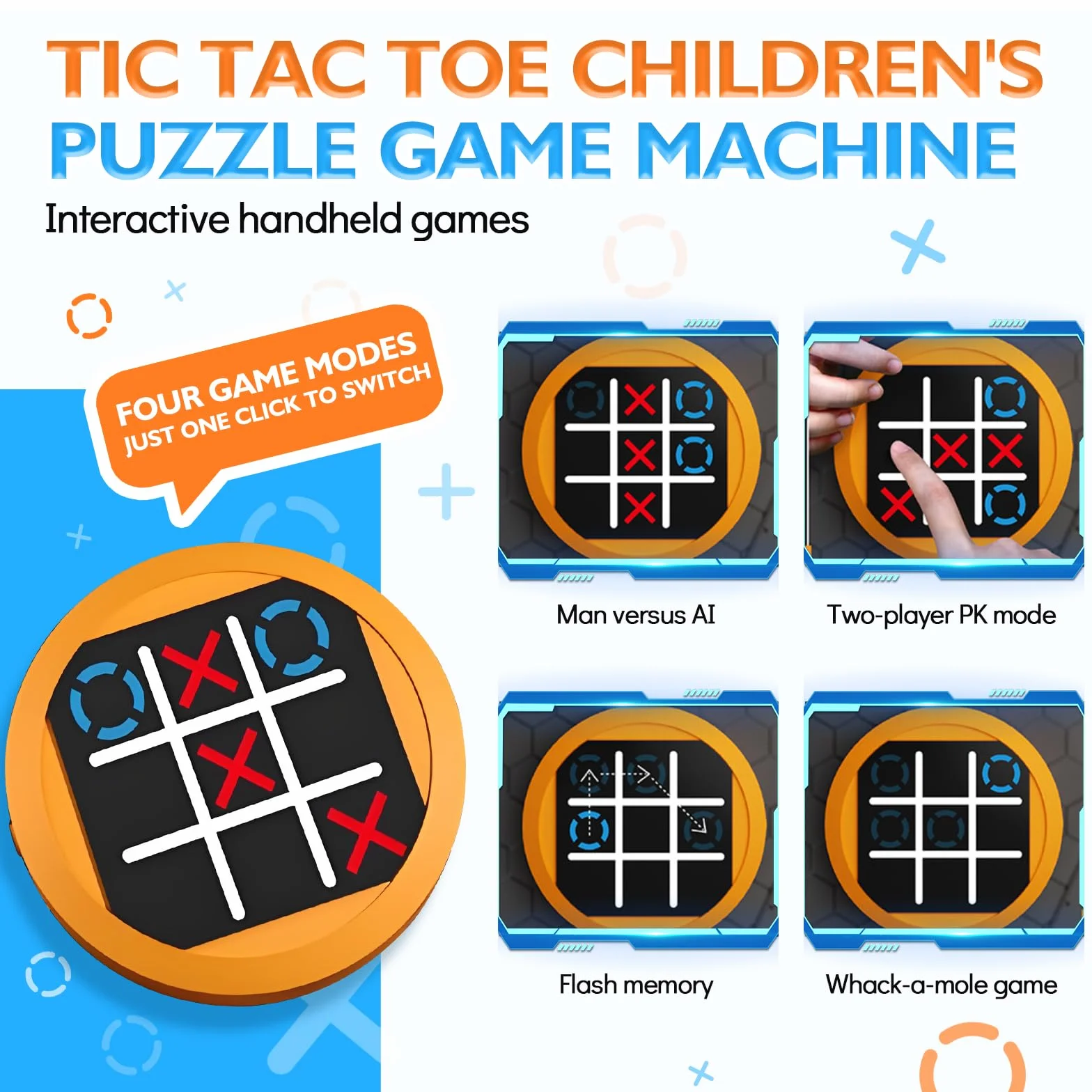 RoserRose 4 w 1 Tic-Tac-Toe gra planszowa, elektroniczna cyfrowa gra logiczna, prezenty wielkanocne, dla dorosłych i dzieci, przenośna gra rodzinna (żółta)