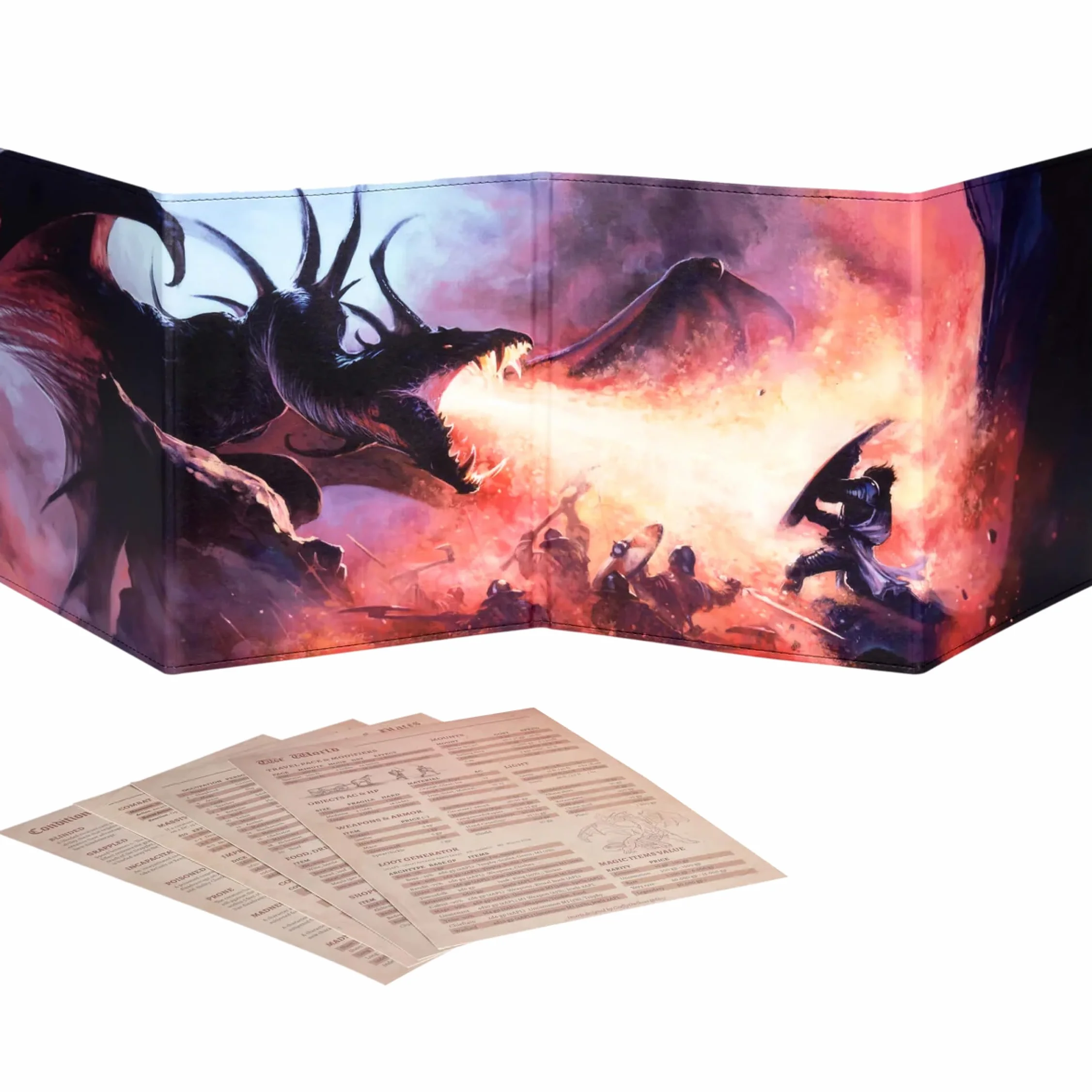 Ekran DND DM 5e - Ekran Mistrza Gry D&D/Dungeon Master Screen Nadruk Kolorowy z Konfigurowalnymi Wstawkami - Dungeons & Dragons Akcesoria GM/Mistrz Gry Prezent dla Mężczyzn i kobiet.