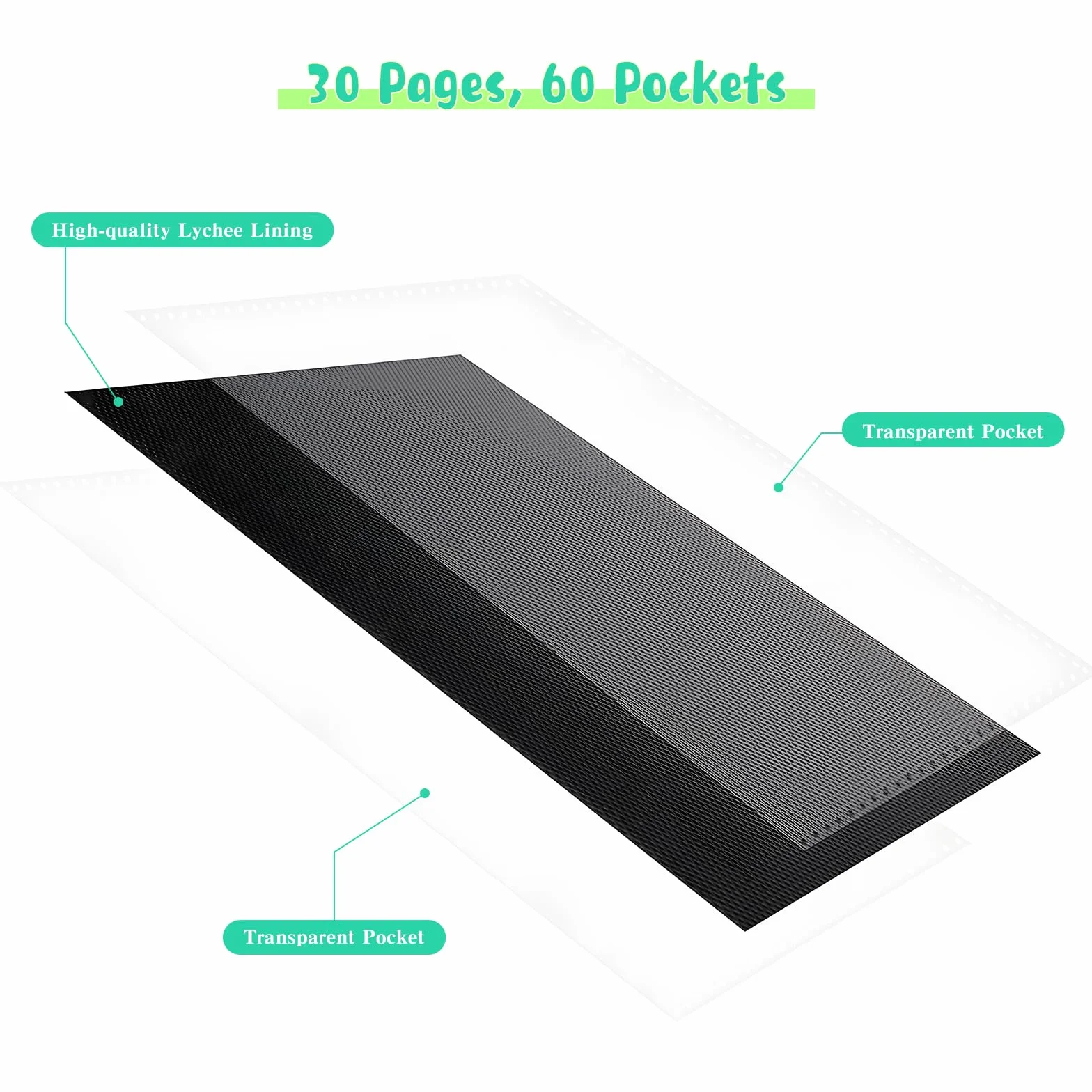 WITHYU Segregator na Karty Jumbo Kolekcjonerski Ze Skóry PU 60 Kart L 13,7x18,8 cm Wodoszczelny Niebieski