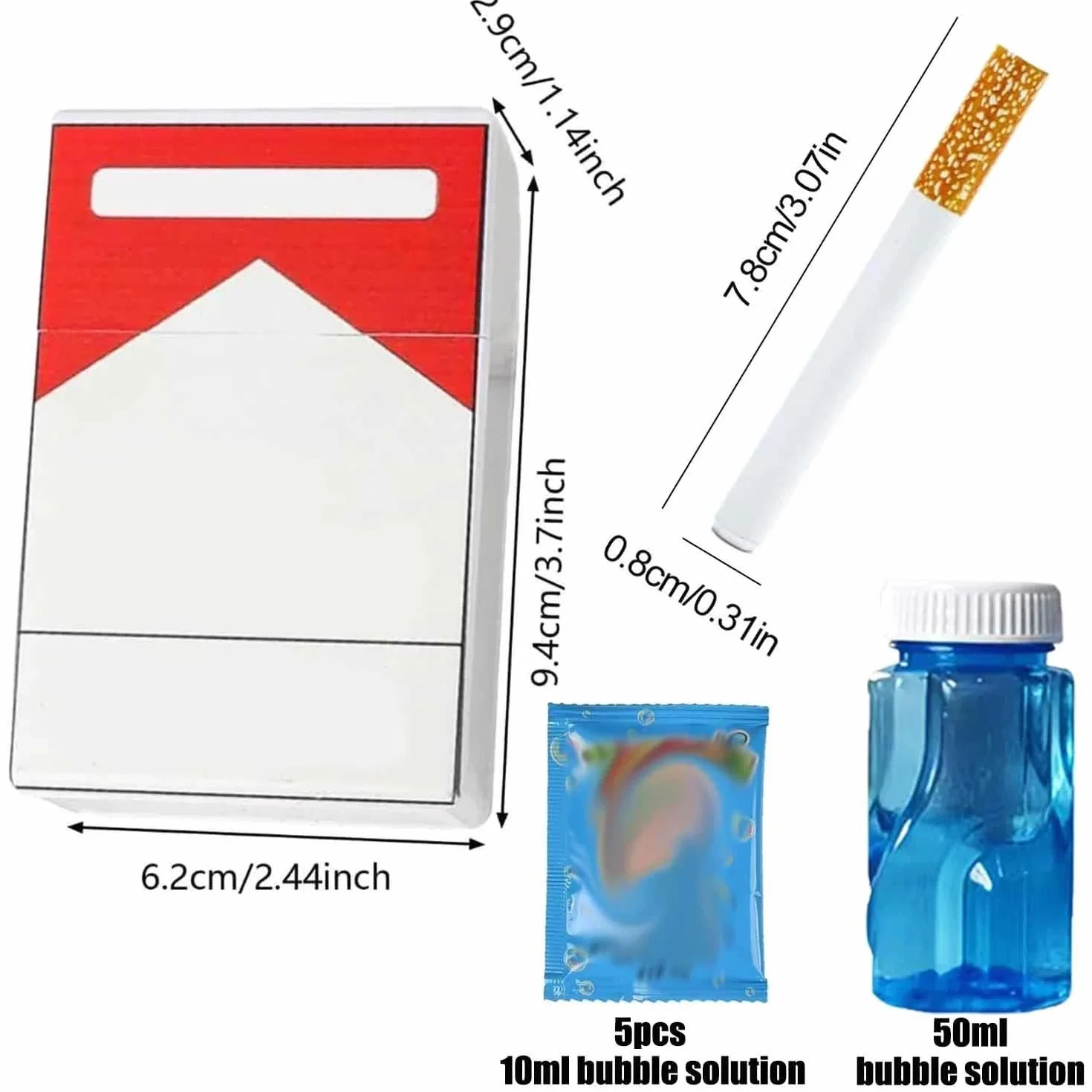 Bubble Machine Fake Stress Relief Toy,Bubble Blowing Cigarette Stress Toy,Bubbles Wands with Liquid,Mini Smoking Sticks with Liquid for Men Women,Birthday Christmas Party Funny Gifts