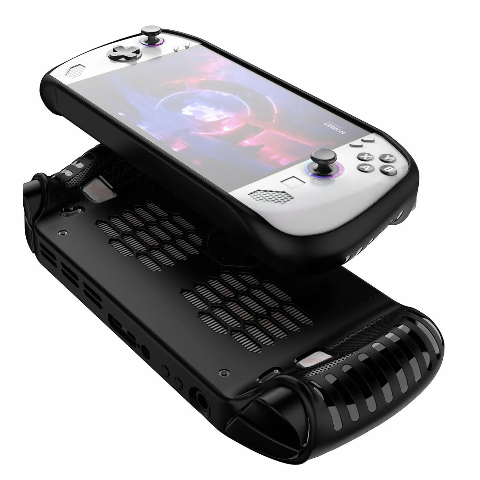 Etui Ochronne do Lenovo Legion Go S 8" Konsola do Gier 2025,TPU Miękki Torba Pokrowiec Etui Powłoki z Grip i Podpórką do Legion Go S Wyświetlacz Gaming Handheld Console,Czarny