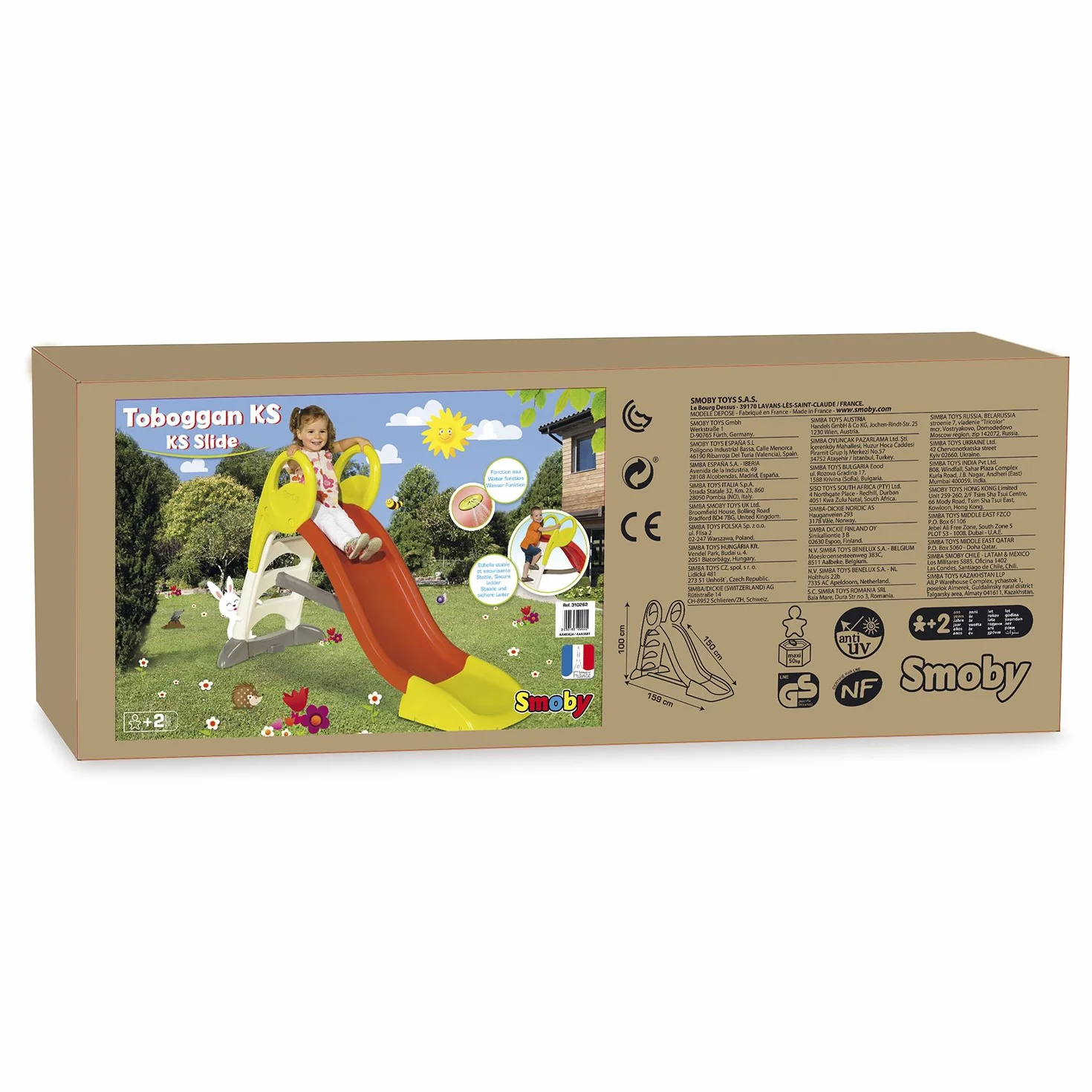 Smoby 7600310262 Zjeżdżalnia Ks 7600310262 150Cm ,Weiß / Rot / Gelb ,159 X 68 X 100