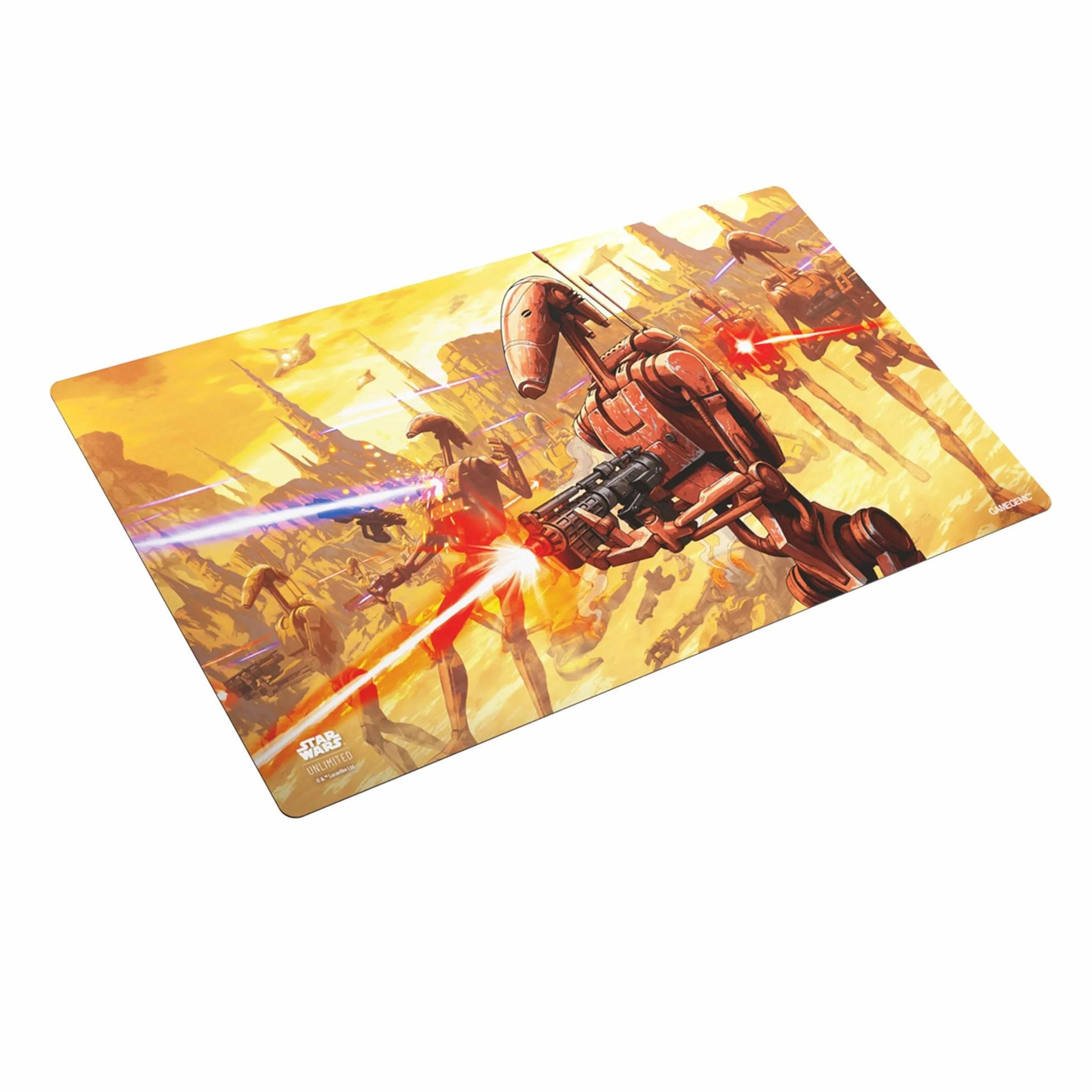 Star Wars Unlimited Battle Droids PRIME GAME MAT - oficjalnie licencjonowany druk w pełnym kolorze, Playmat, Slip-Resistant 24" by 14" Rubber Mat, kompatybilny z TCG i LCGs, Made by Gamegenic