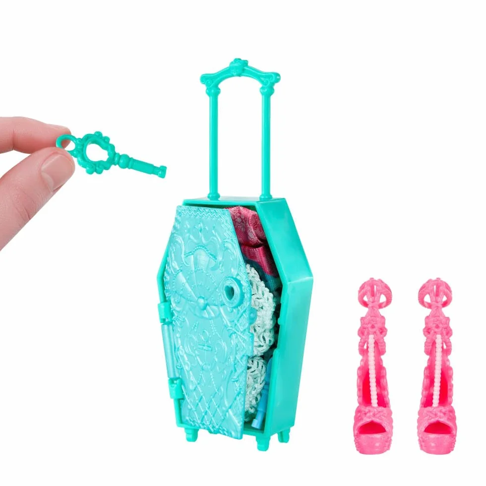 Monster High Straszysekrety Seria 7 Upiorystyczne wakacje Lagoona Blue Zestaw: lalka, walizka i akcesoria-niespodzianki, w tym ubranka, zabawka dla dzieci 4+, JDR51