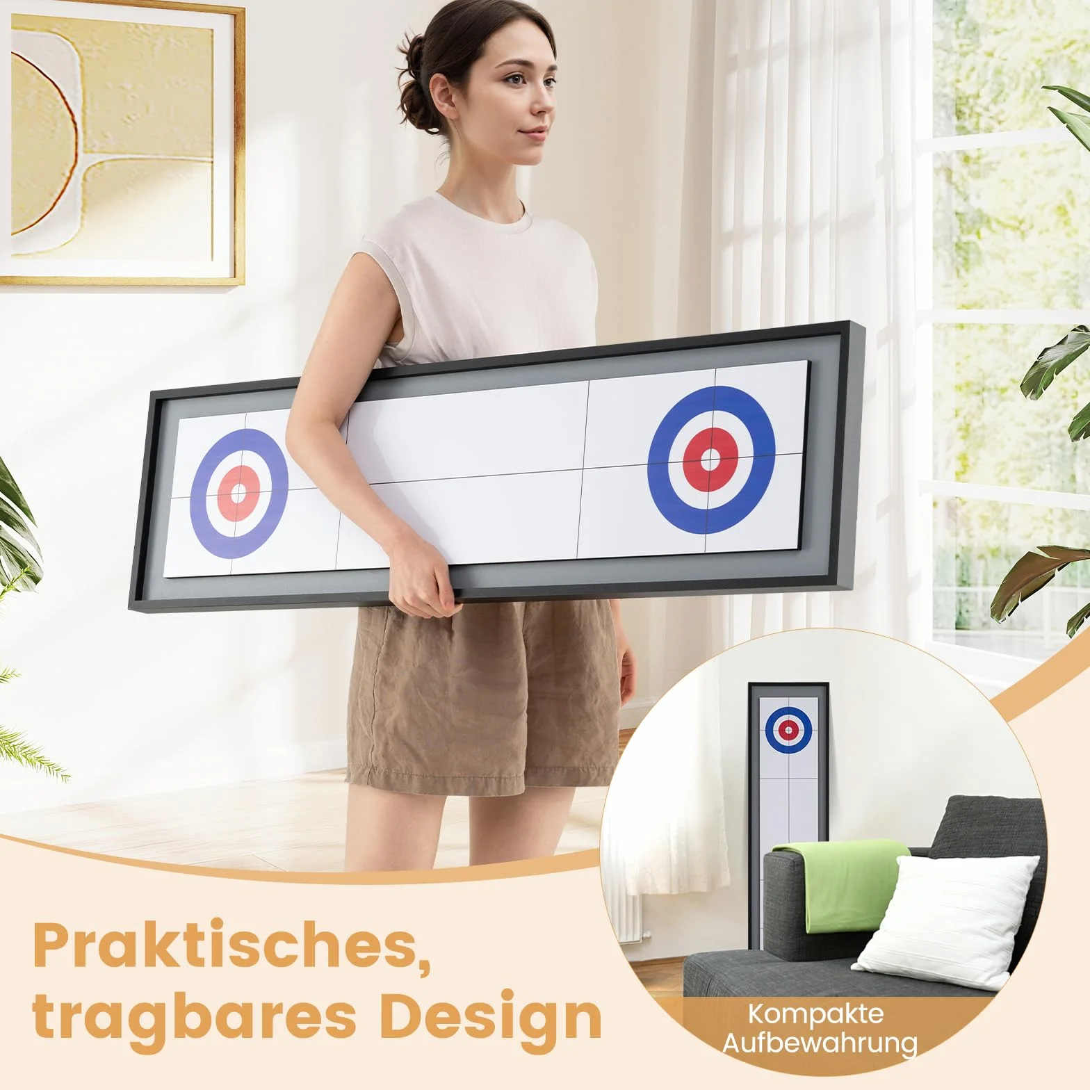 COSTWAY Shuffleboard & Curling Gra Planszowa 114x32 cm Drewniana Przenośna