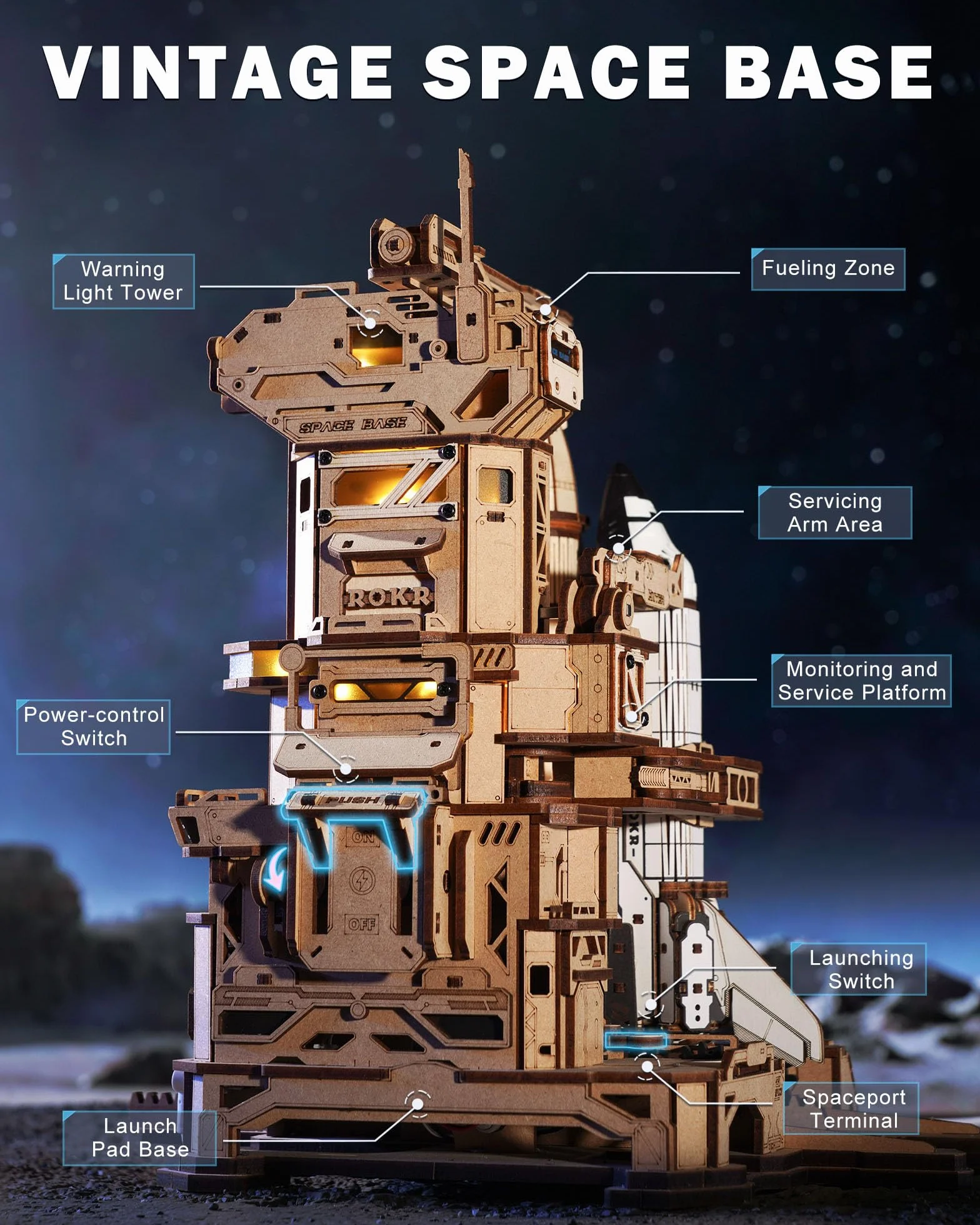 ROKR Drewniane puzzle 3D LQA01 Space Shuttle