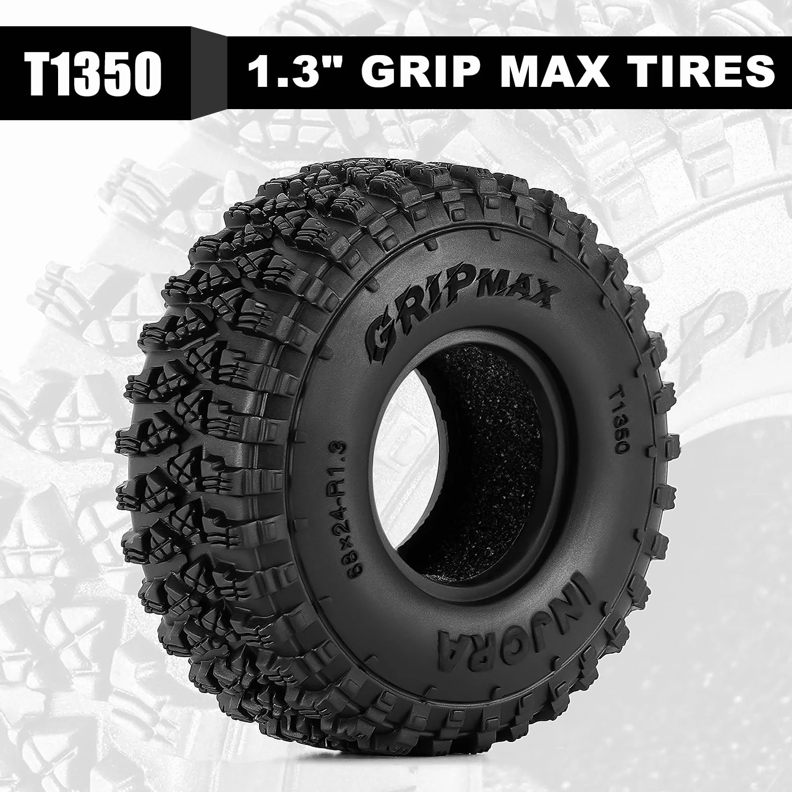 INJORA Opona 1,3" S4 68 * 24 mm do TRX4M SCX24 1/18 1/24 RC Crawler Upgrade (T1350)