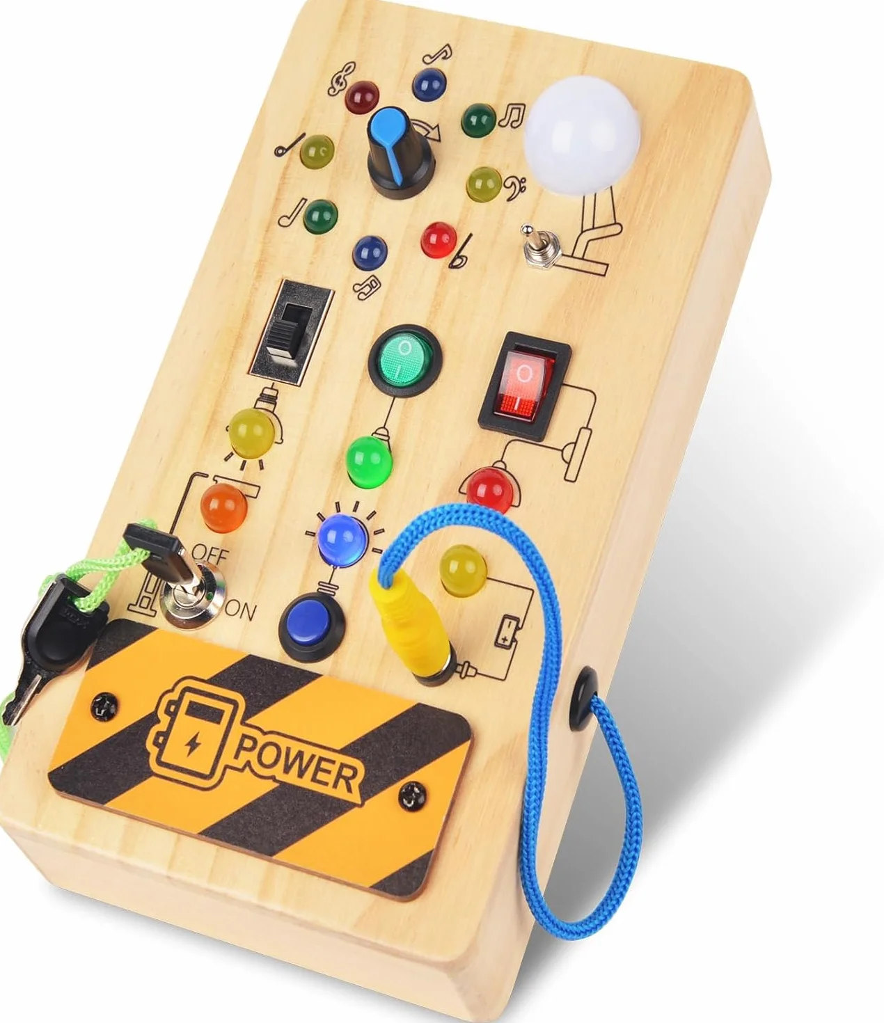 Montessori Toy Deska Rozdzielcza 1 2 3 4 lata, zabawka do nauki umiejętności motorycznych, 8 przełączników, 15 diod LED