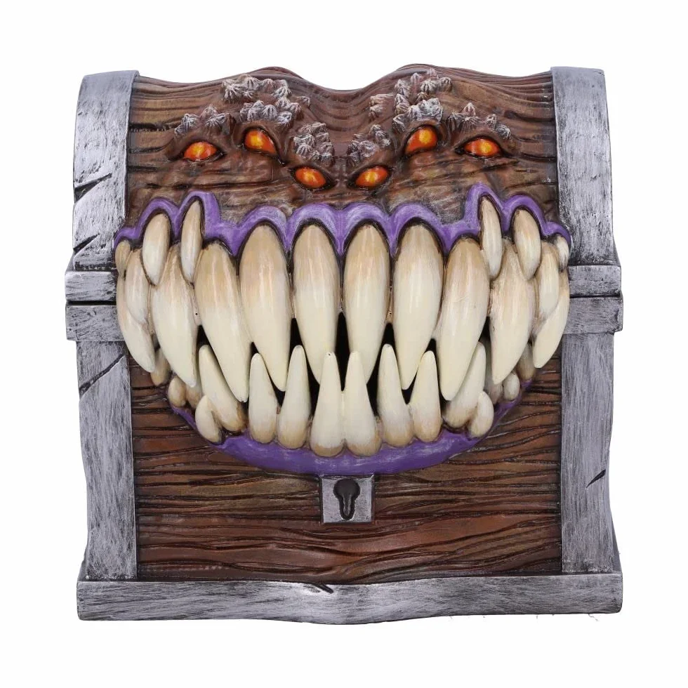 Nemesis Now Dungeons & Dragons Naśladujące pudełko do przechowywania kości, 11,3 cm, żywica, brązowa, oficjalnie licencjonowany towar D&D, pudełko na kości z postaciami, odlewane w najlepszej żywicy,
