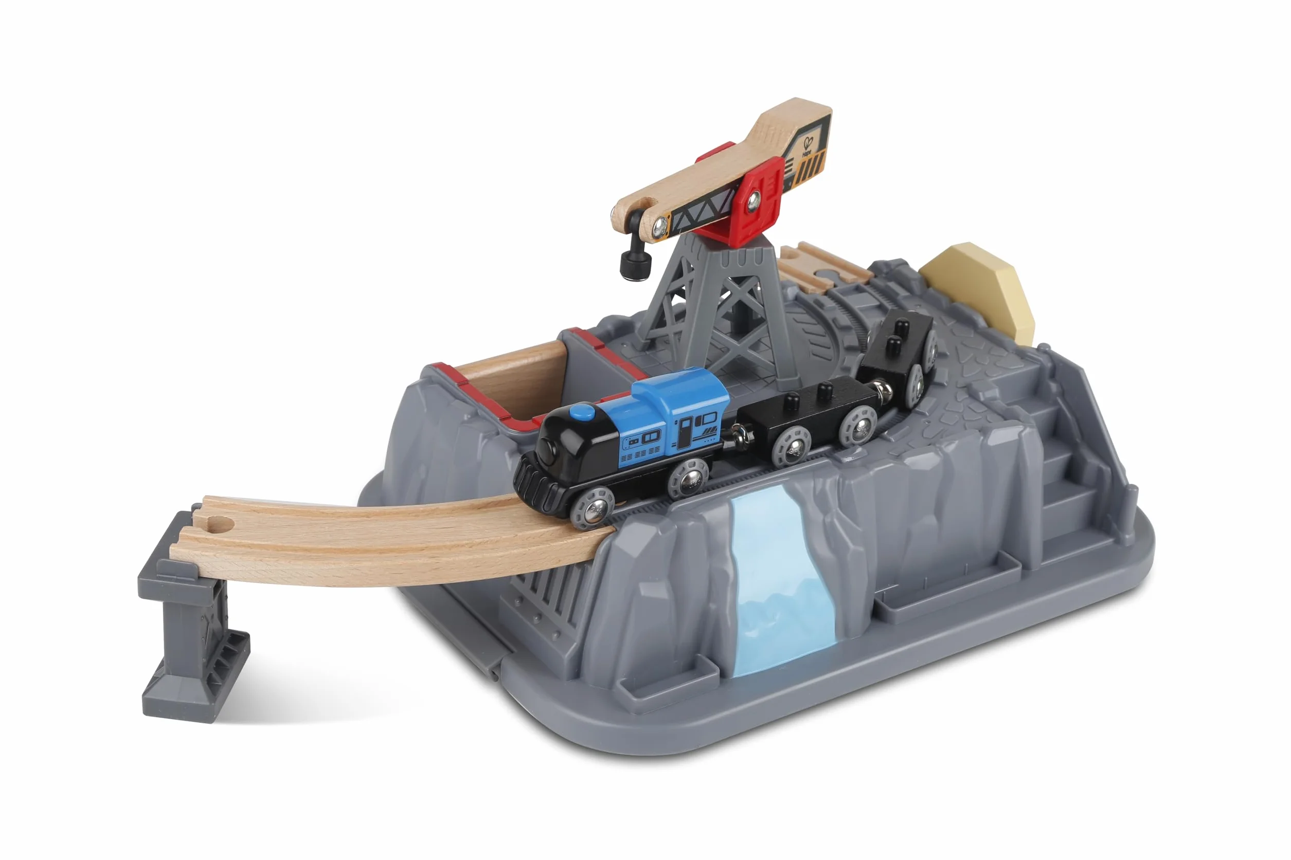 Hape Sustainable Wood Toy Train Railway Bucket 50-Piece Builder Set