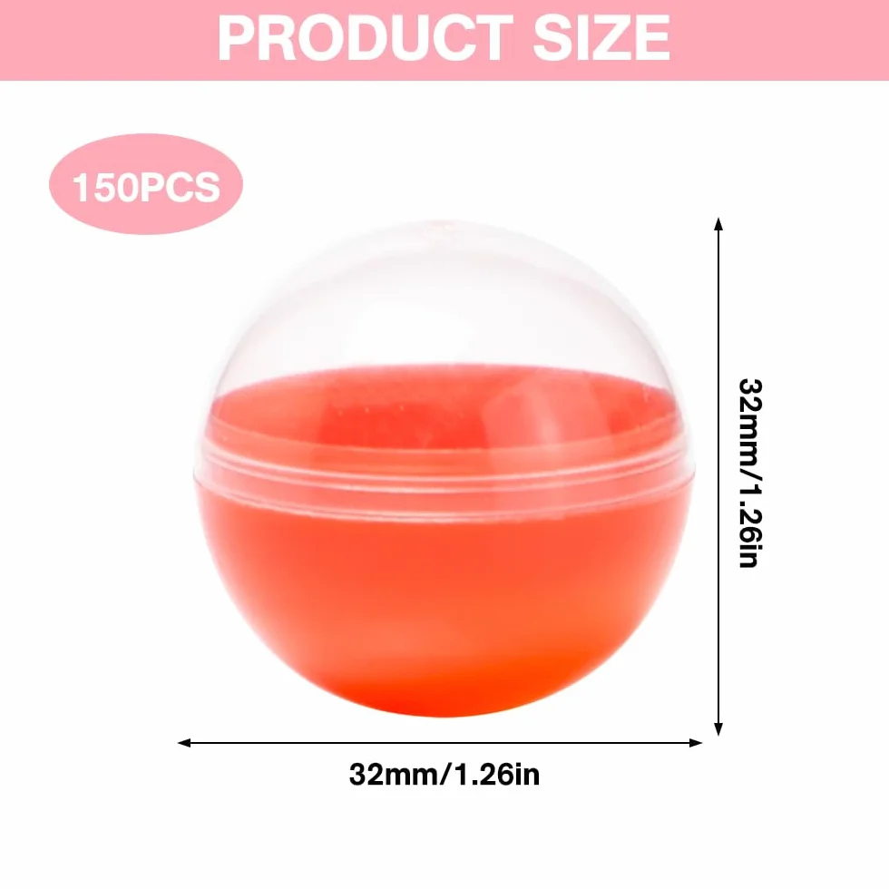 150 sztuk 3,2 cm mini przezroczysta kula do wypełnienia przezroczysta kula bożonarodzeniowa, plastikowa kula, do napełniania dozowników cukierków Gumball