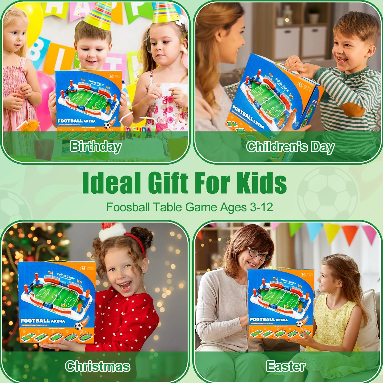 Piłkarzyki dla Dzieci – Mini Stół do Piłkarzyków 55x31cm z Dzwonkiem & Licznikiem, Gra Stołowa dla Chłopców 5 6 7 8 Lat, Zabawka Piłka Nożna Prezent na Święta & Urodziny