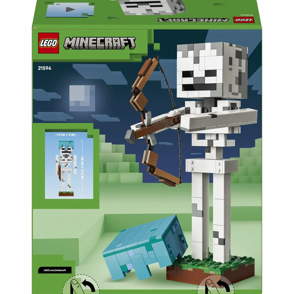 LEGO Minecraft Szkielet, zabawka konstrukcyjna dla 10-latka, figurka z gry, gamingowa dekoracja do pokoju dziecka, klocki dla chłopca i dziewczynki, pomysł na prezent dla gracza 21594