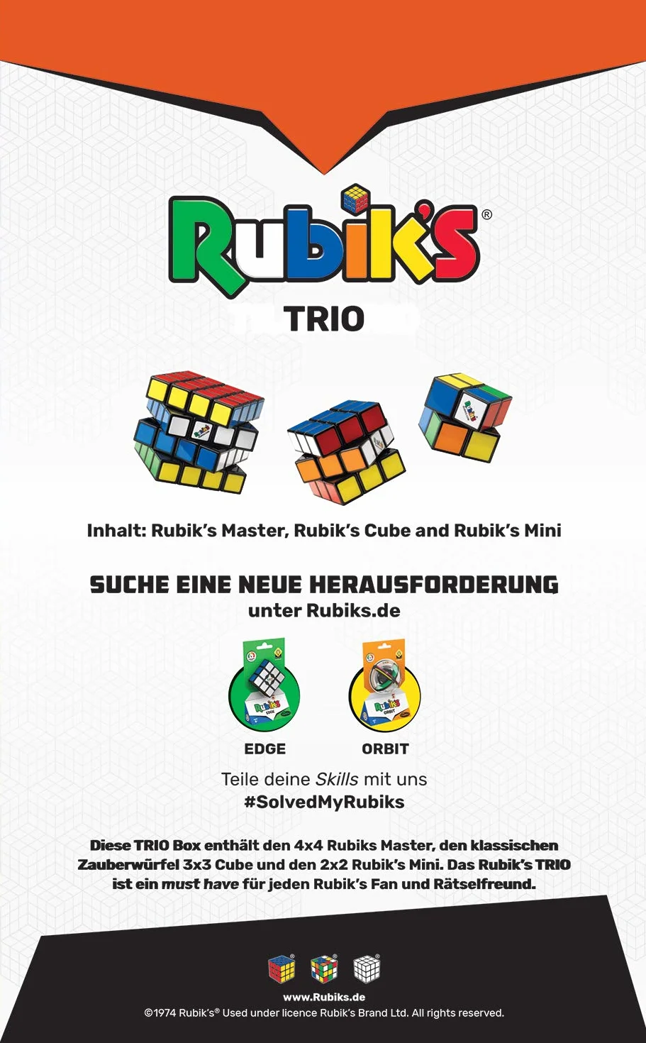 ThinkFun Zestaw upominkowy 76422: Trio, idealny zestaw upominkowy dla fanów zawiera Master 4 x 4, oryginalną kostkę 3 x 3 i Rubik's Mini 2 x 2 [dostępny wyłącznie w serwisie Amazon]