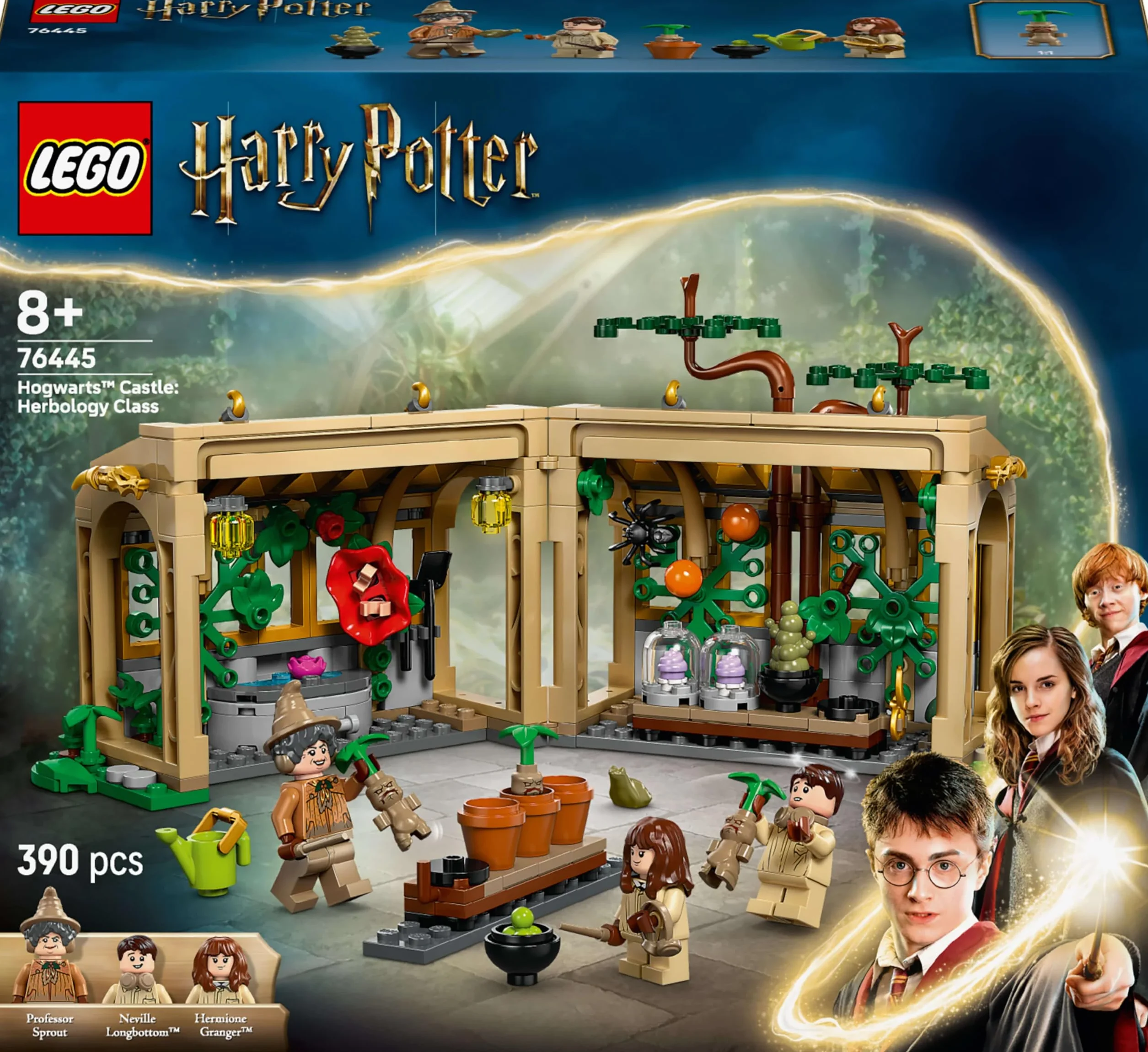 LEGO Harry Potter Zamek Hogwart: zajęcia z zielarstwa, prezent dla 8-latka, chłopca i dziewczynki, zabawka konstrukcyjna dla dziecka z trzema minifigurkami i mandragorą, zestaw modułowy 76445