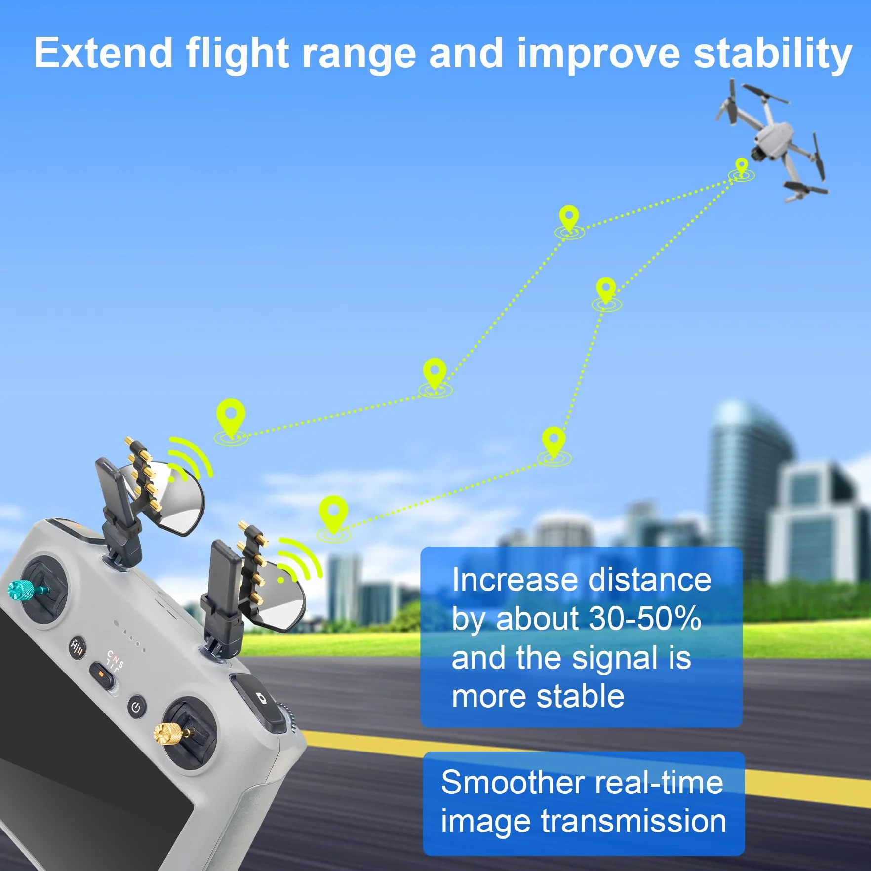 DJI RC 2 Antena wzmacniająca sygnał do Mini 4 Pro/Air 3 i Mavic 3 Pro - pilot zdalnego sterowania wzmacniacz zasięgu sygnału wzmacniacz akcesoria