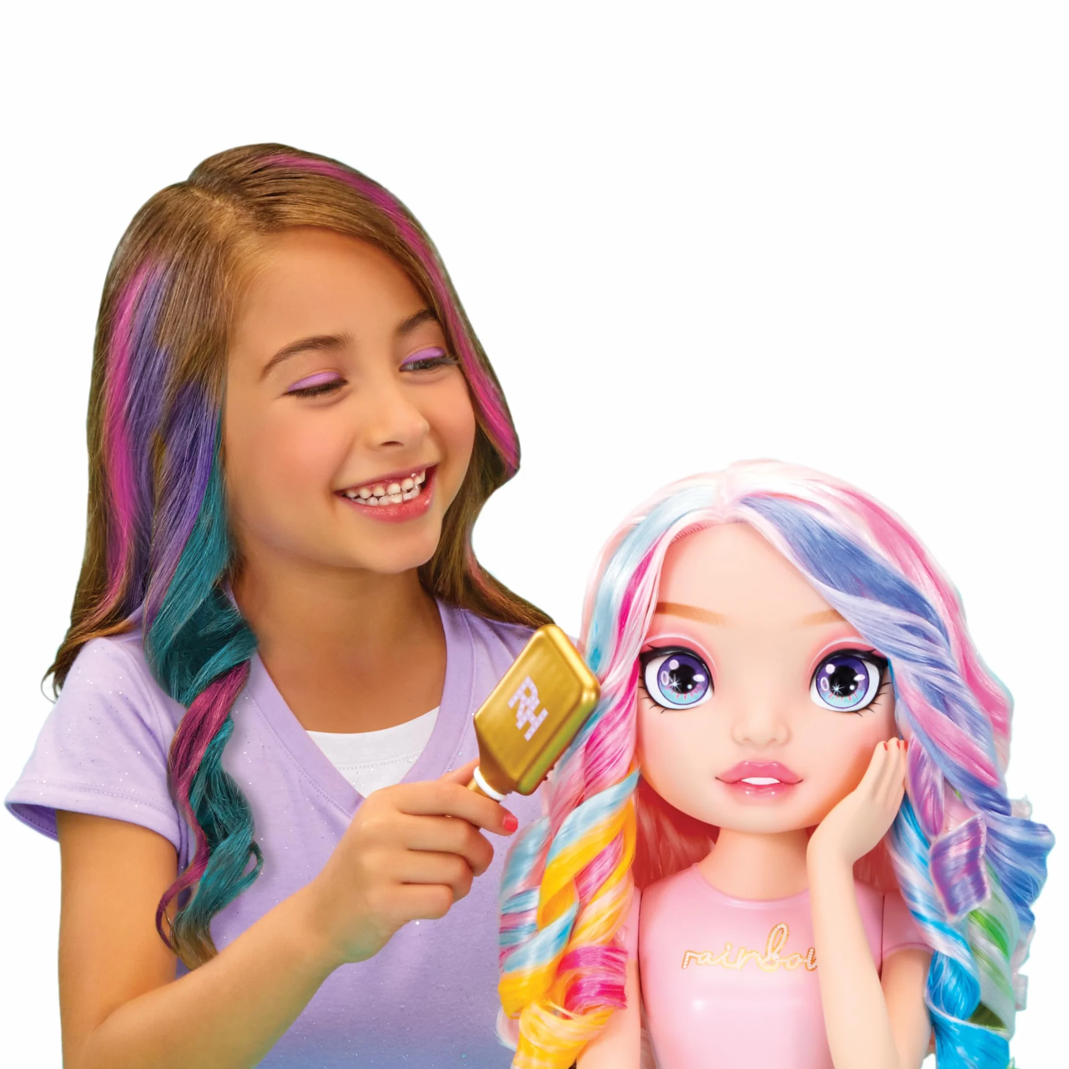 Rainbow High Styling Head - 33 cm Bella - Zestaw 4 w 1 z Kremem, Lakierem do Paznokci, Szczotką i Narzędziem do Farbowania Włosów. Stylizuj, Farbuj, Maluj, Spłukuj i Powtarzaj, dla Dzieci w Wieku 4-12
