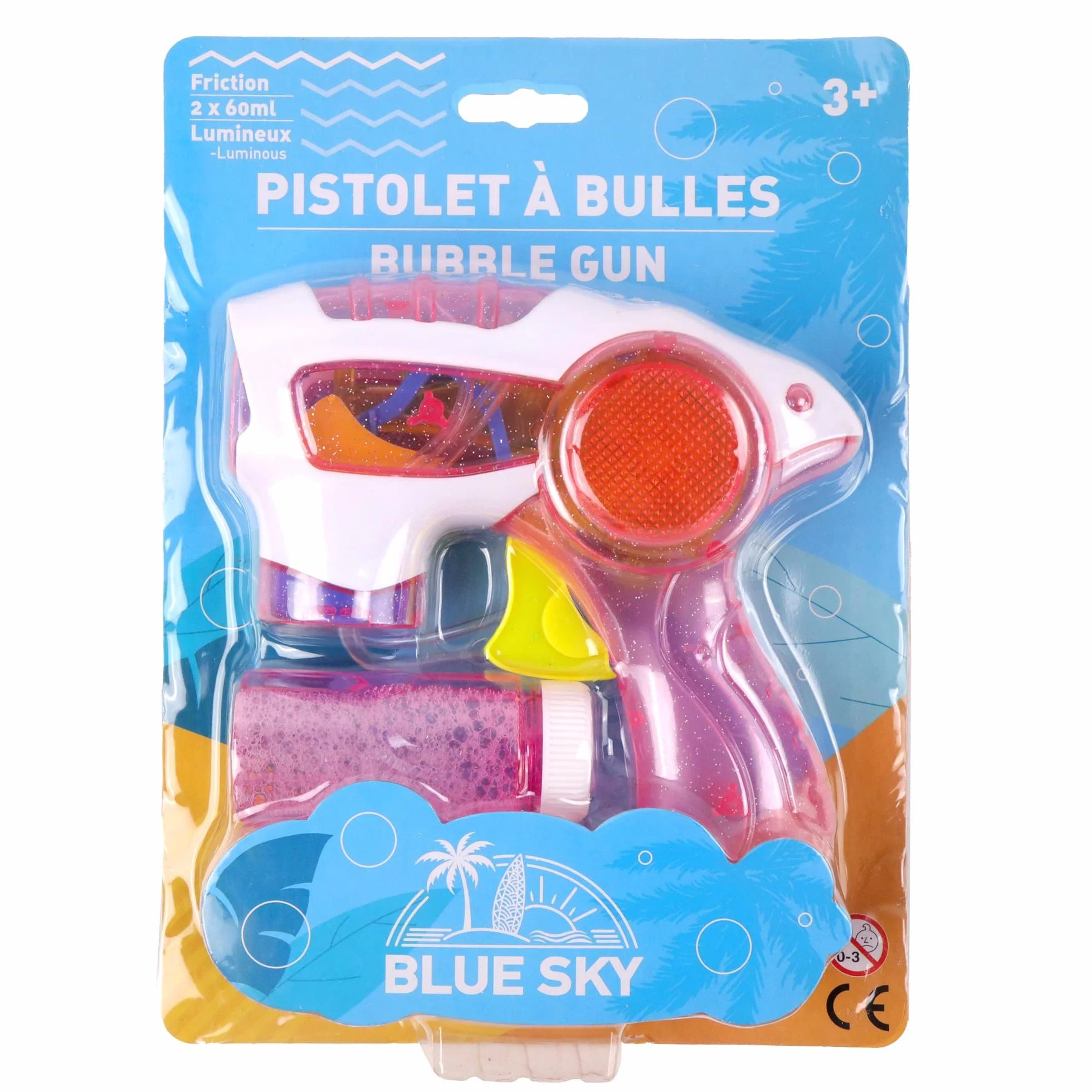 Pistolet do baniek mydlanych BLUE SKY 15 cm Świecący Zabawka dla dzieci