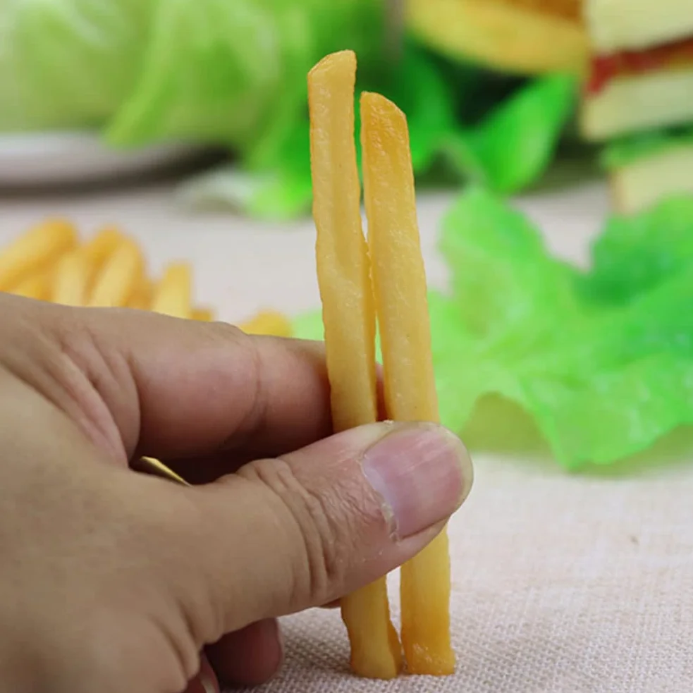 NUOBESTY 30 sztuk sztucznych frytek, symulacja fast food, sztuczna żywność, model realistyczny, francuskie frytki, do kuchni, zabawek, dekoracji