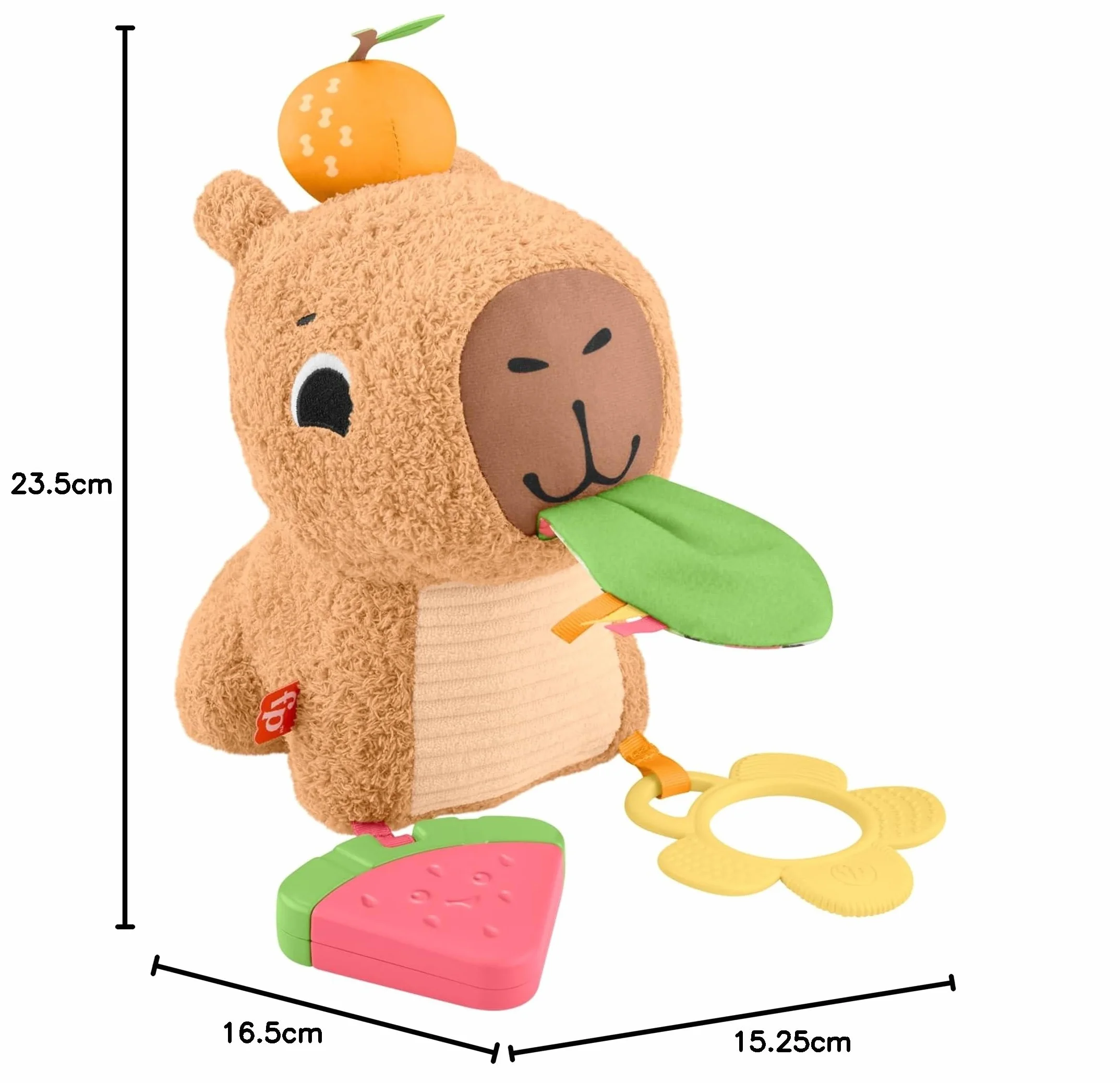 Fisher-Price Kapibara Sensoryczna Przytulanka Z Gryzaczkiem i Grzechotką HYR54 dla Niemowląt od 3 Miesiąca