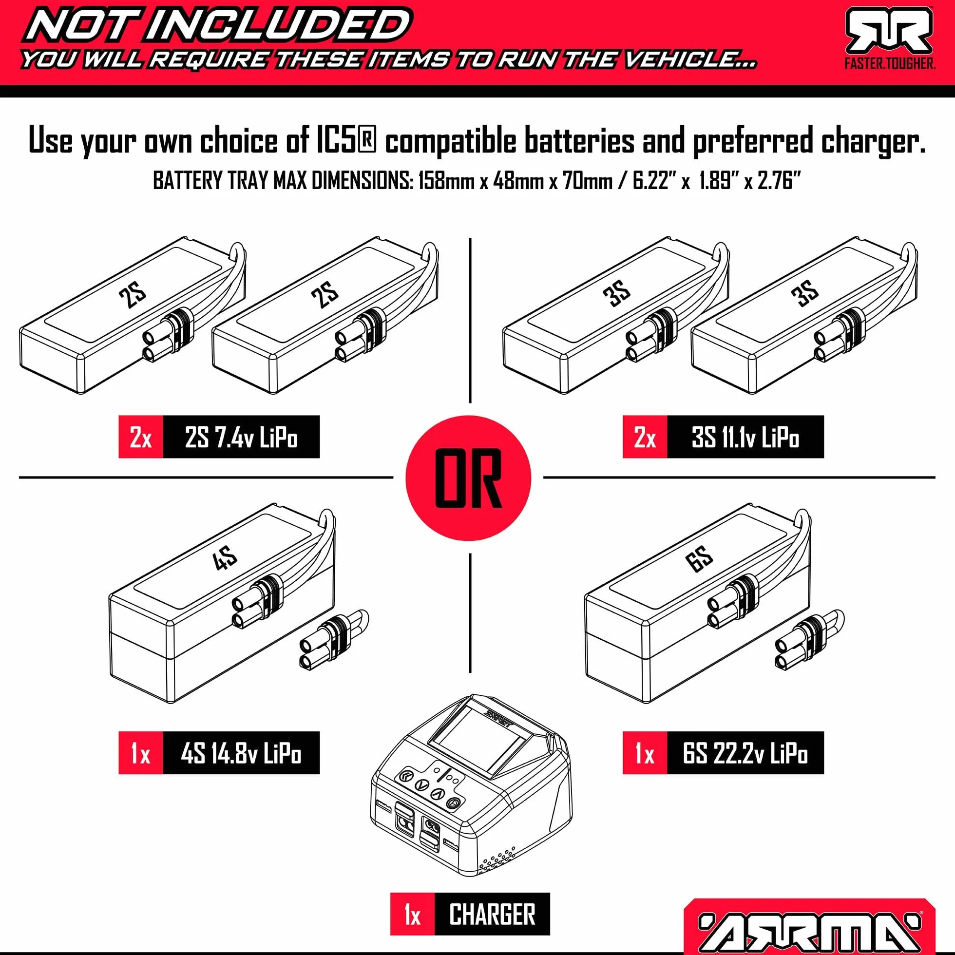 ARRMA Kraton 6S EXB Ready to Run, model 2025 Clipless Body, Basher Monster Truck RC zdalnie sterowany, wyjątkowo mocny i stabilny z silnikiem bezszczotkowym, bez akumulatora i ładowarki