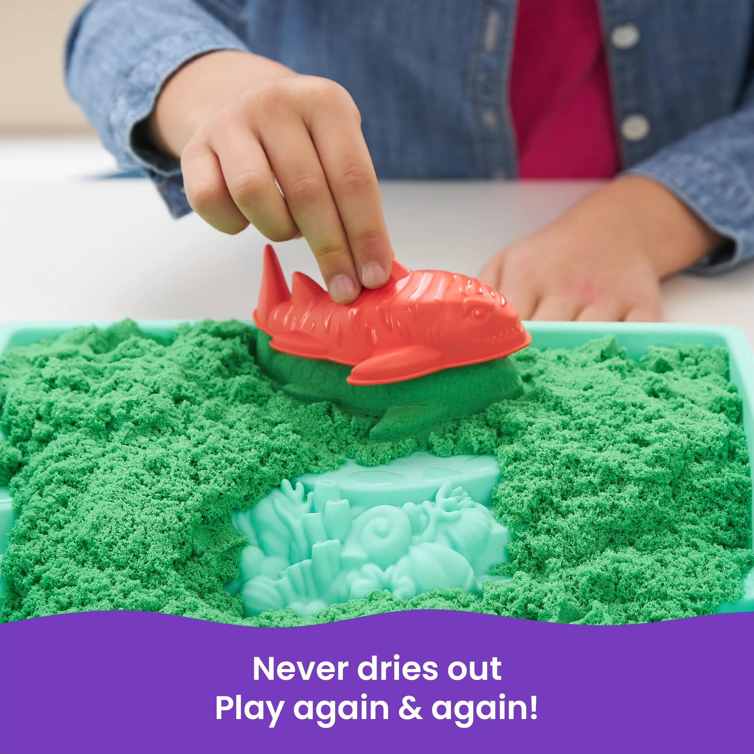 Kinetic Sand - Zestaw piaskownica. Zielony piasek do zabawy