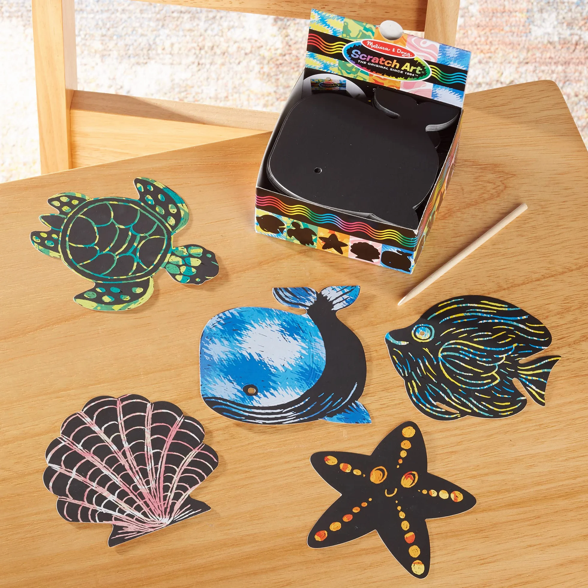Melissa & Doug Motywem Oceanu | Zdrapki | Rękodzieło | Zestawy pieczątek & szablony | Prezent świąteczny | Sztuka do zdrapywania | Sztuka i rzemiosło | 4+ | Prezent dla chłopca lub dziewczyny