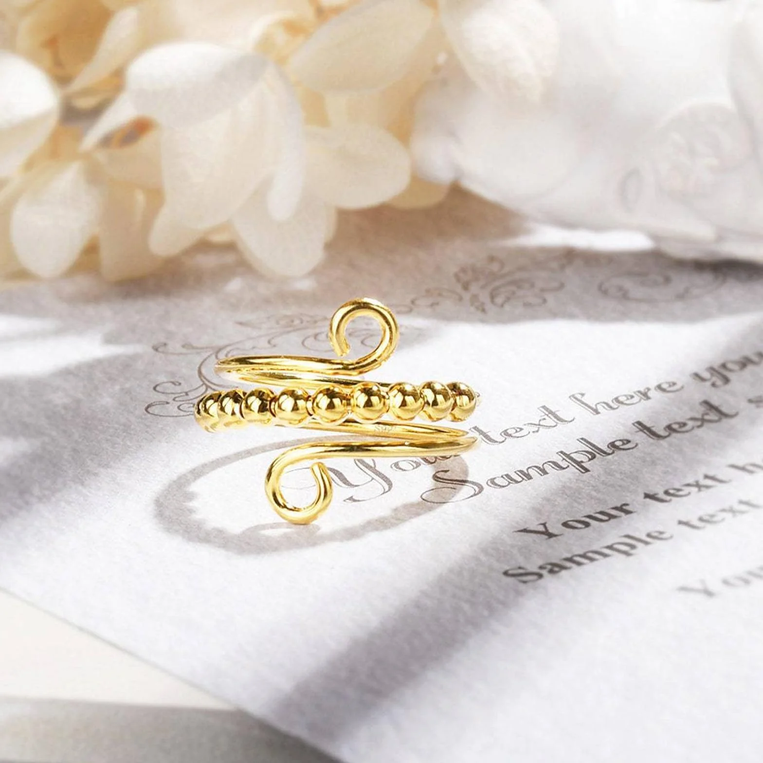 Zestaw 8 pierścieni Fidget Rings, regulowane pierścienie antystresowe, zabawki antystresowe, do masażu palców, antystresowe, z perłami, łagodzące lęki, pierścionki nastrojowe