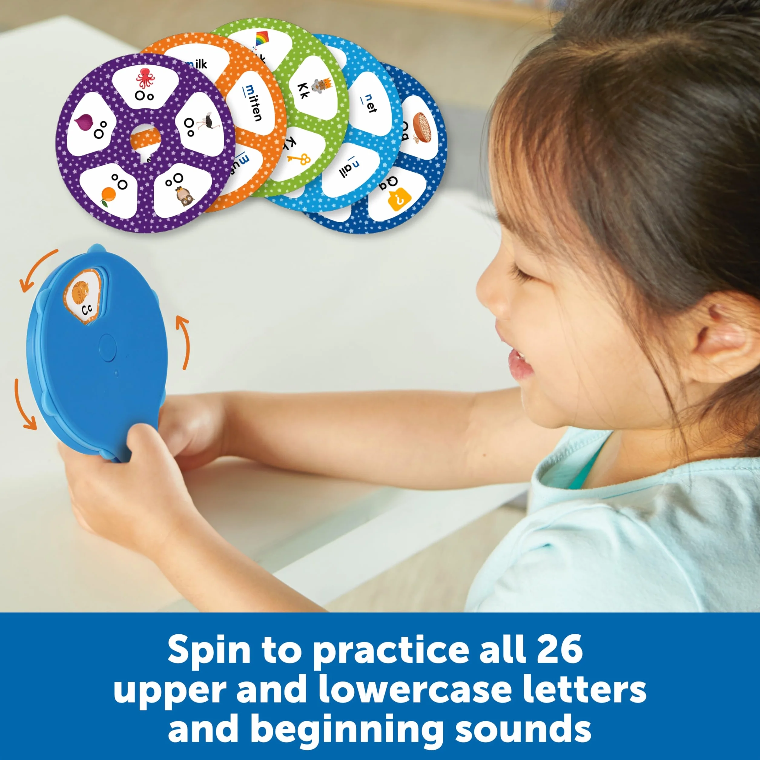 Learning Resources Konstruktorzy umiejętności! Koło quizu z literami, karty Flash z alfabetem, gry do czytania, Sight Words Flash Cards Kindergarten, Ages3+, 28 sztuk