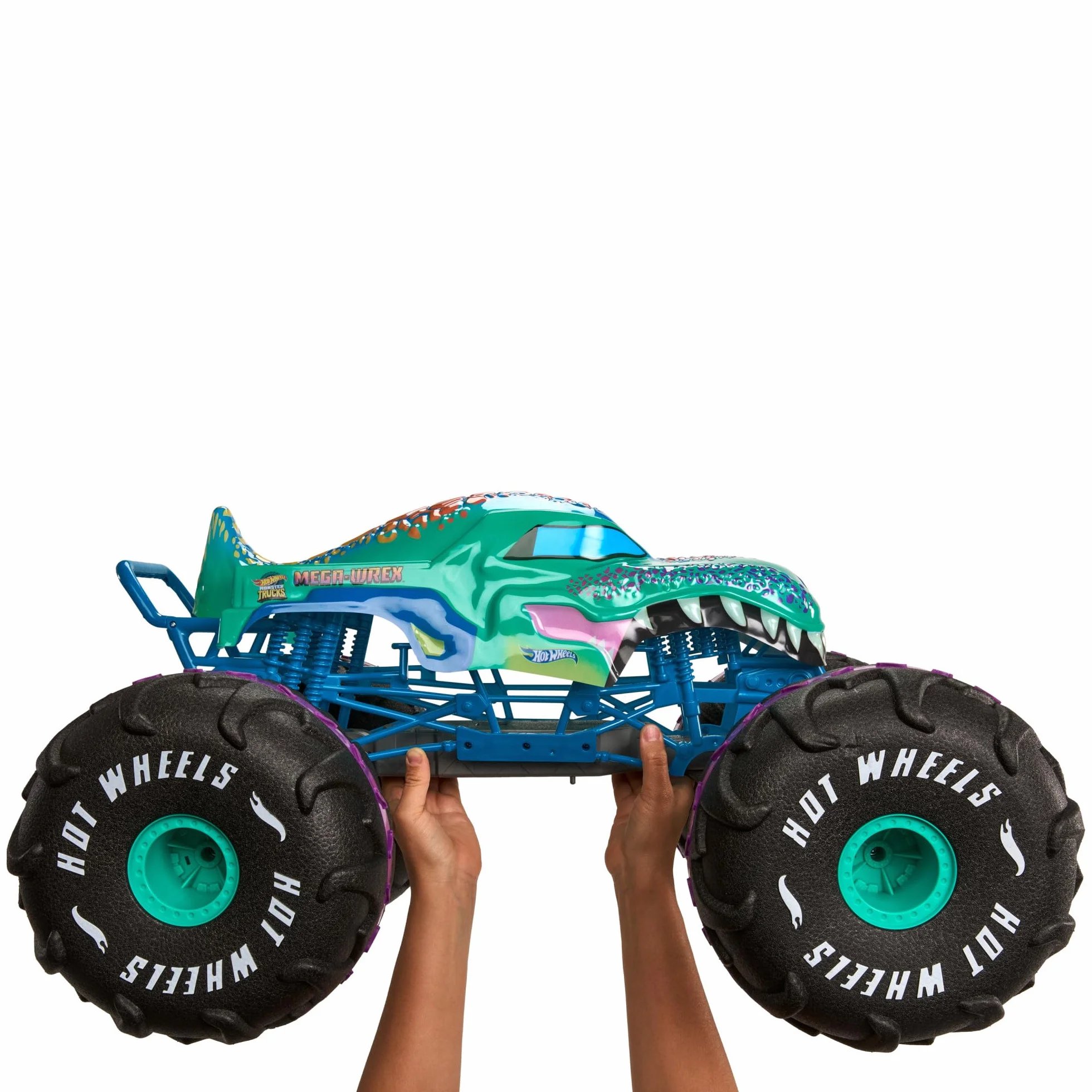 Hot Wheels Monster Trucks Zdalnie sterowany samochód, Mega-Wrex RC XL w skali 1/6, ponad 61 cm długości, HPK28