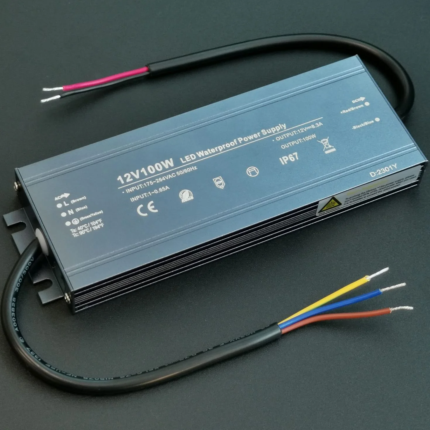 Zasilacz LED 12V 100W, Wodoszczelny Transformator IP67 230V do 12V, Zasilacz 12V 100W do Taśm LED, Lampy, Transformator 12V 8,5A