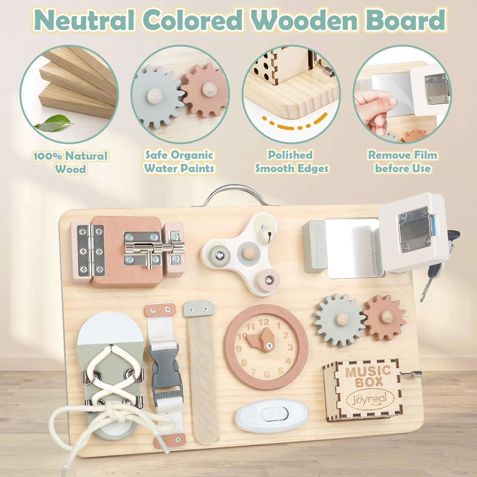 Joyreal Montessori Busy Board Activity Board zabawka motoryczna, deska sensoryczna
