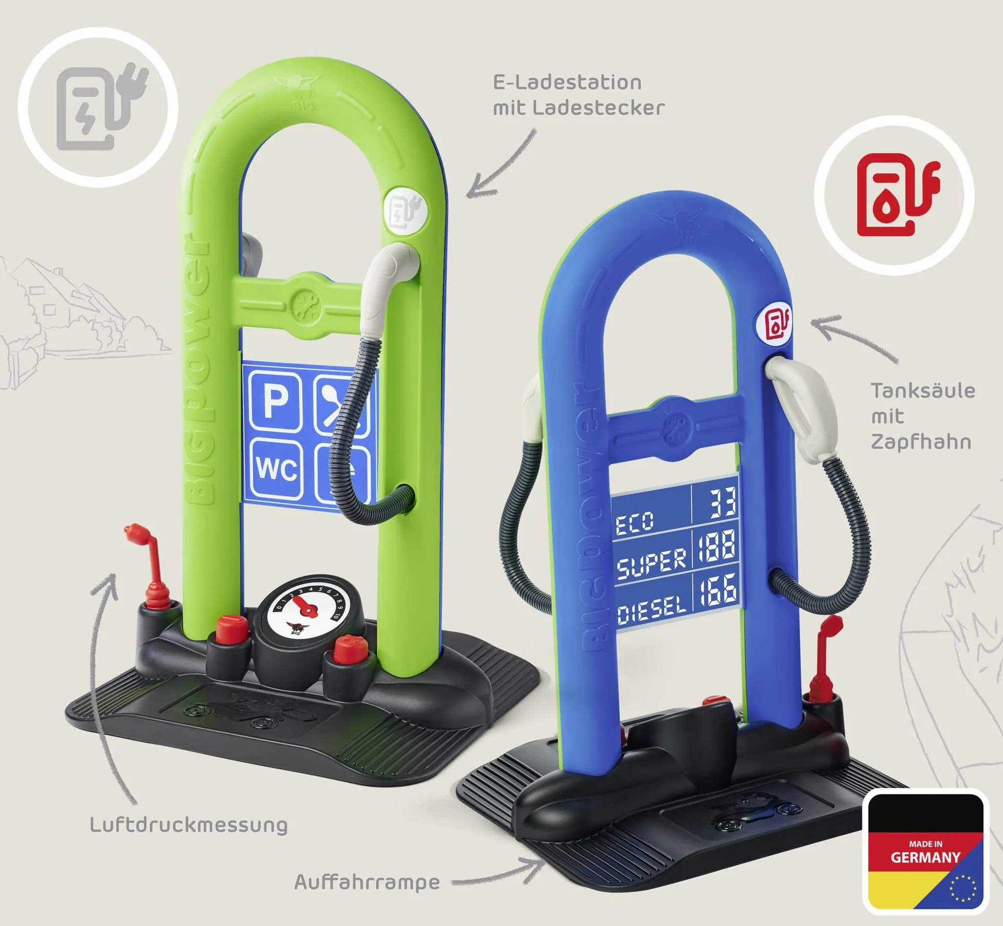 BIG Spielwarenfabrik 800056498 Bobby Car Stacja benzynowa, czarna, S