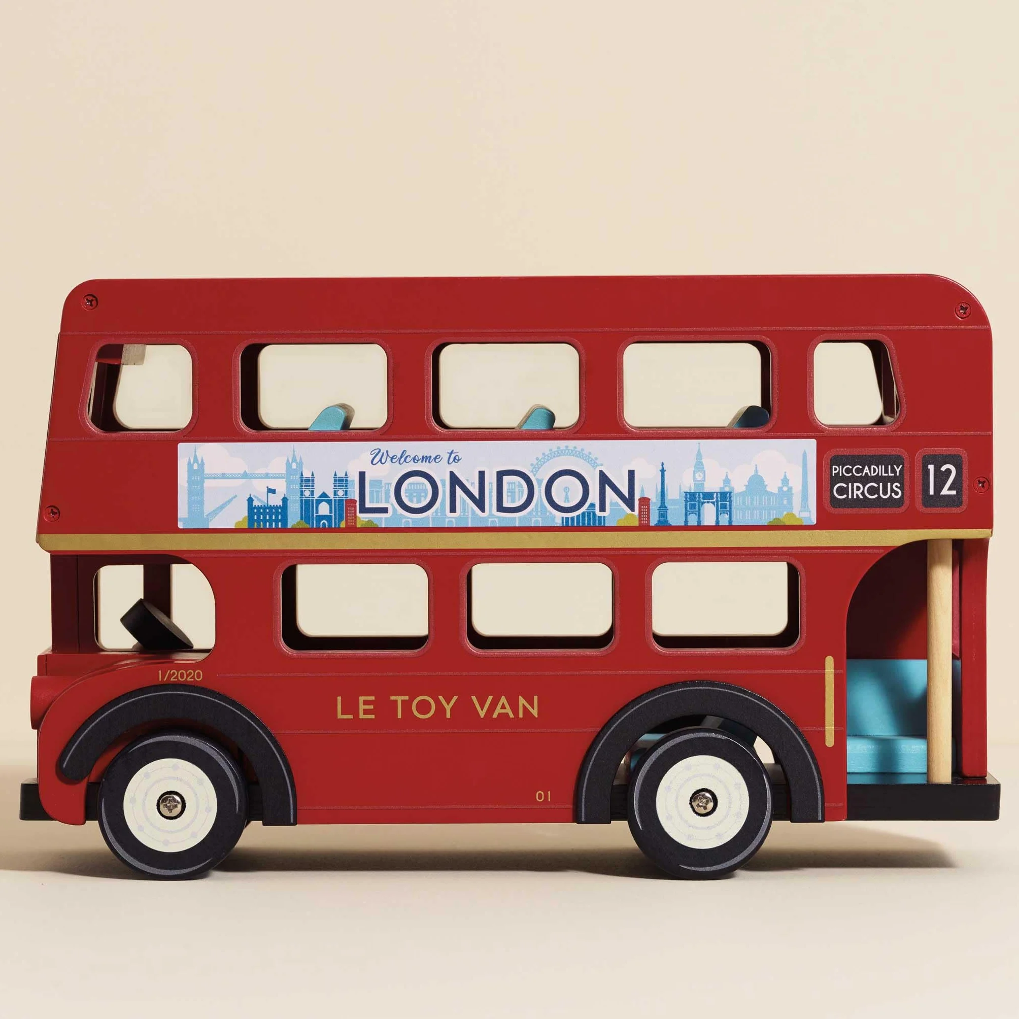 Le Toy Van TV469 Cars & Construction Double Decker Wooden Role Play Suitable for Girls and Boys Toys, London Bus